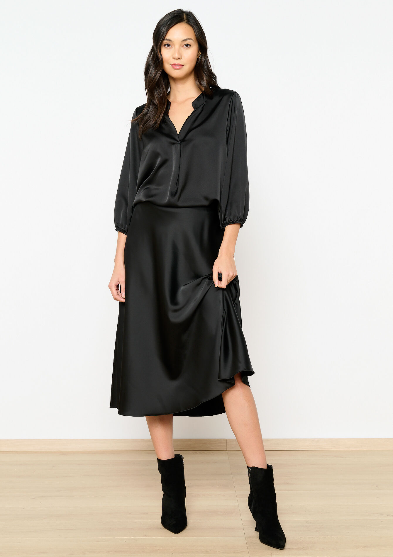 Blouse en satin - BLACK - 05702388_0503