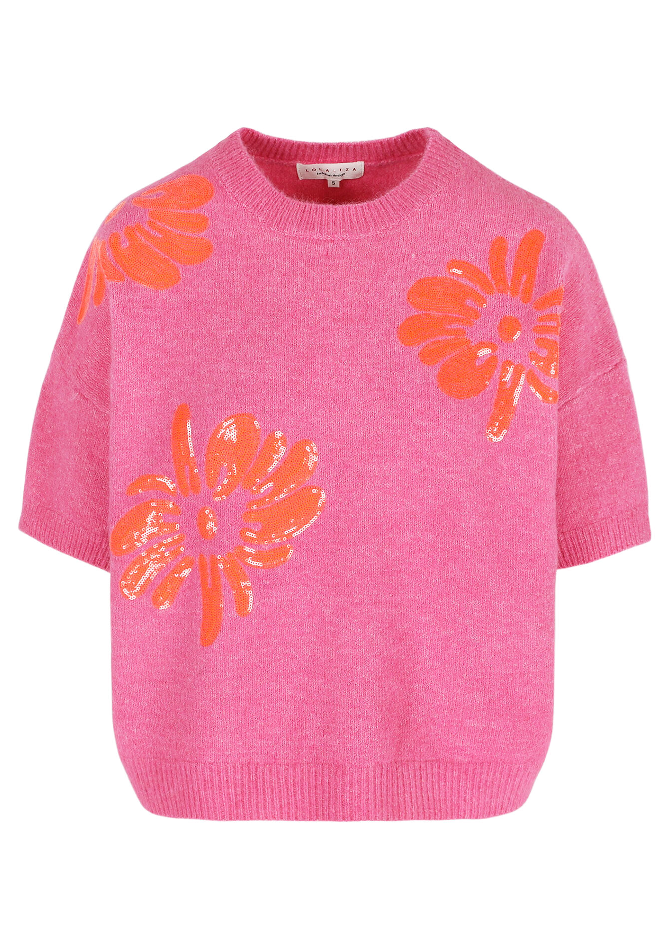 Geborduurde bloemen trui, Geborduurde bloemen trui - FUCHSIA - 04006843_5626