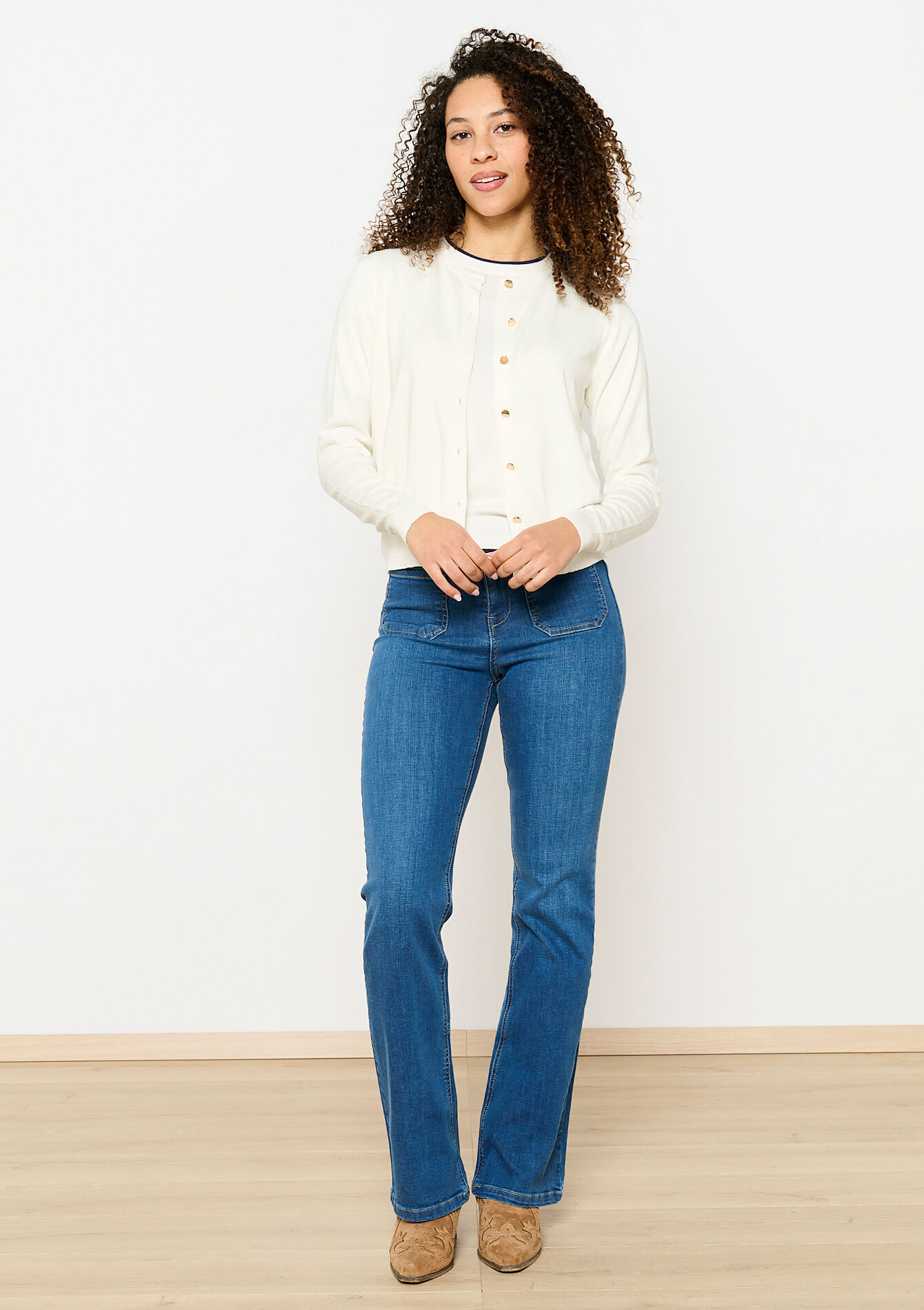 Cardigan met ronde hals, Cardigan met ronde hals - OFFWHITE - 04101232_1001