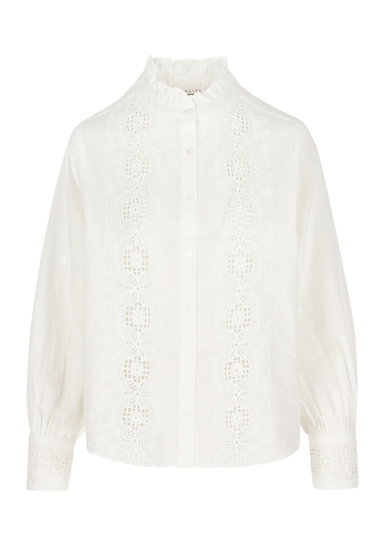 Elegante witte blouse met broderie - OPTICAL WHITE - 05702953_1019
