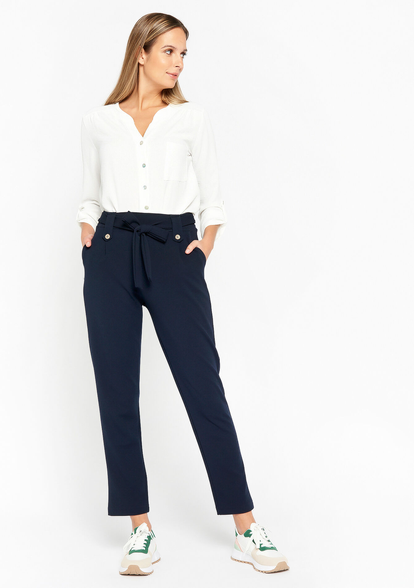 Paperbag trousers, Paperbag trousers - NAVY BASIC - 06600713_2723