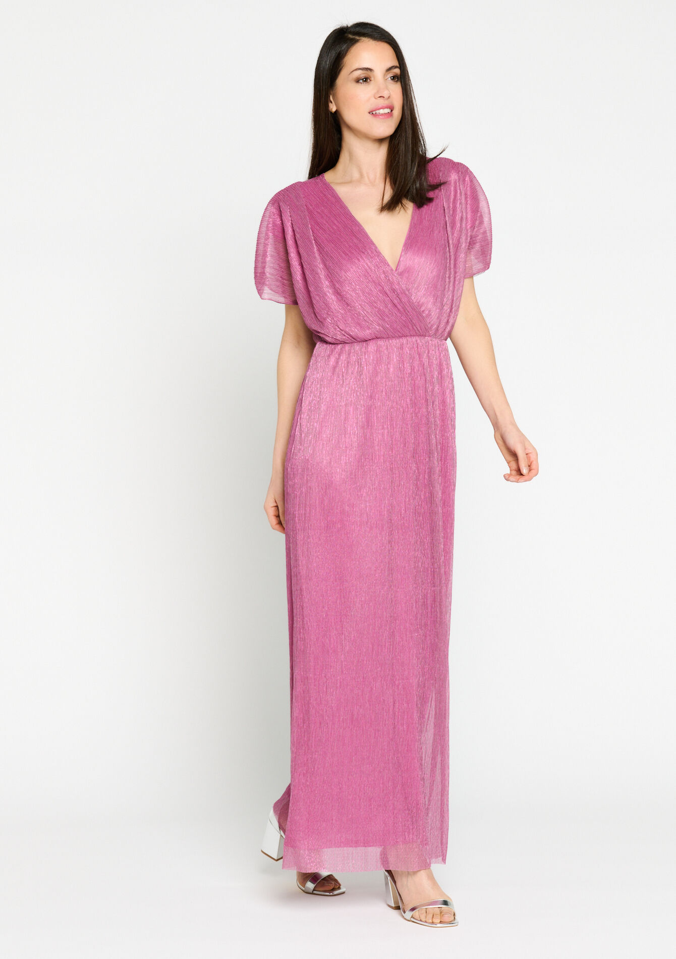 Maxi dress with pleating, Maxi dress with pleating - FUSCHIA PINK - 08601946_1465