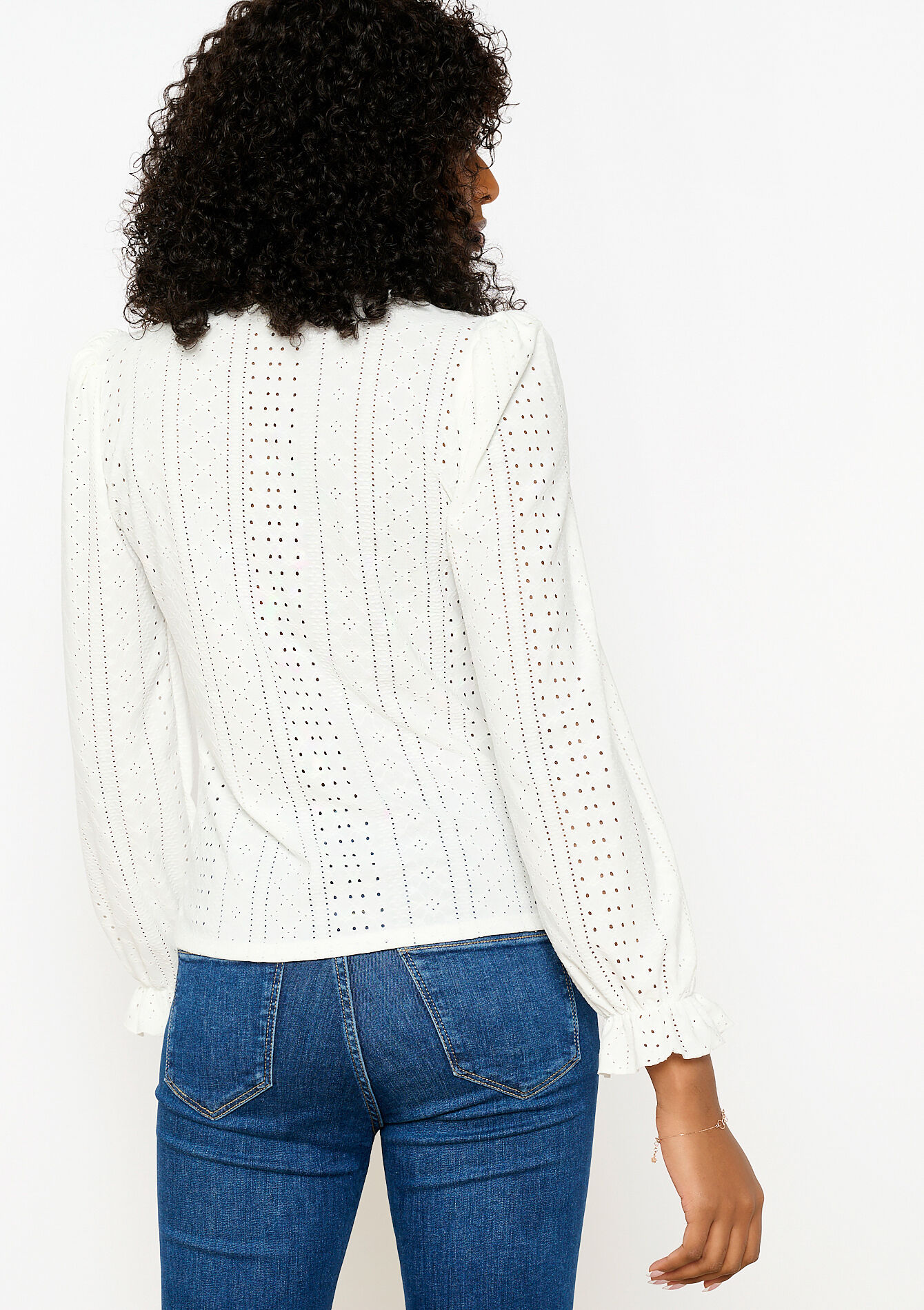 Blouse met broderie anglaise - OFFWHITE - 02400293_1001