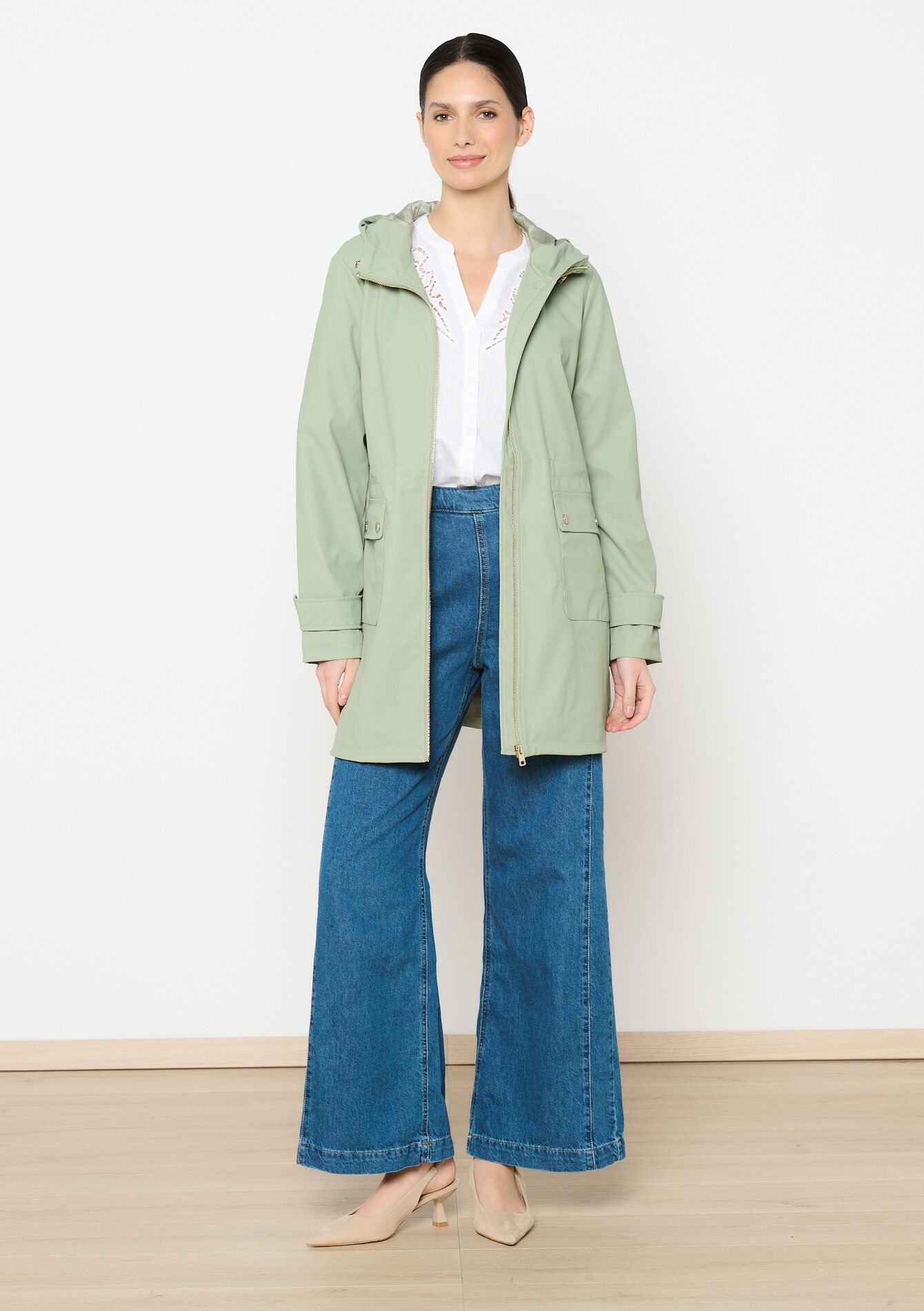 Lange gecoate parka, Lange gecoate parka - KHAKI FADED - 23000724_4326