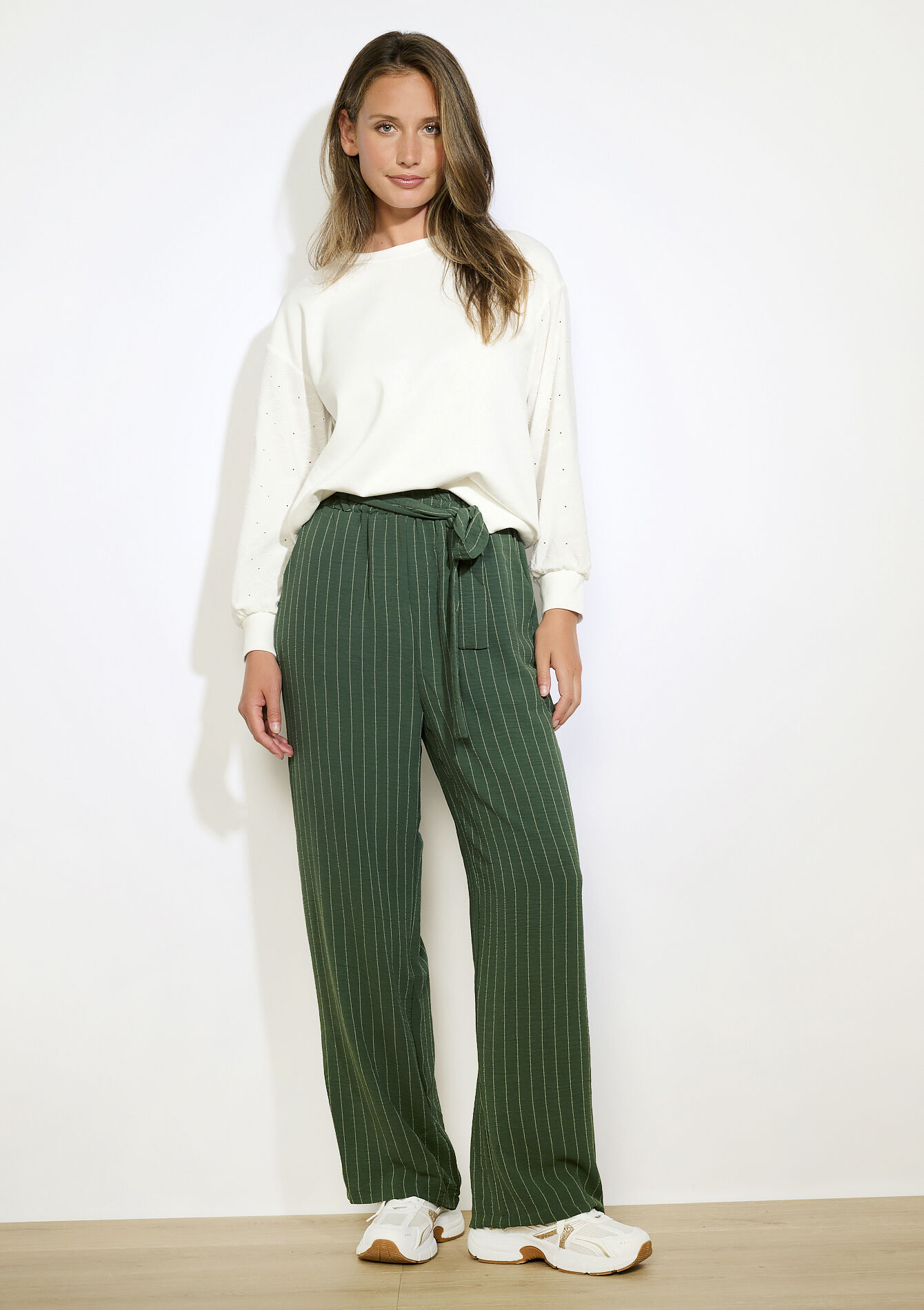 Pantalon fluide à rayures - KHAKI MED - 06601040_4327