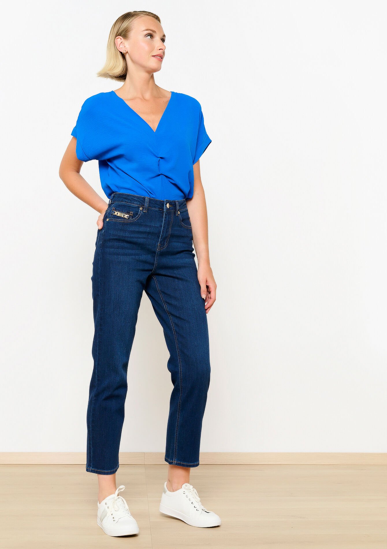 Rechte jeans met hoge taille, Rechte jeans met hoge taille - DARK BLUE - 22000537_0501