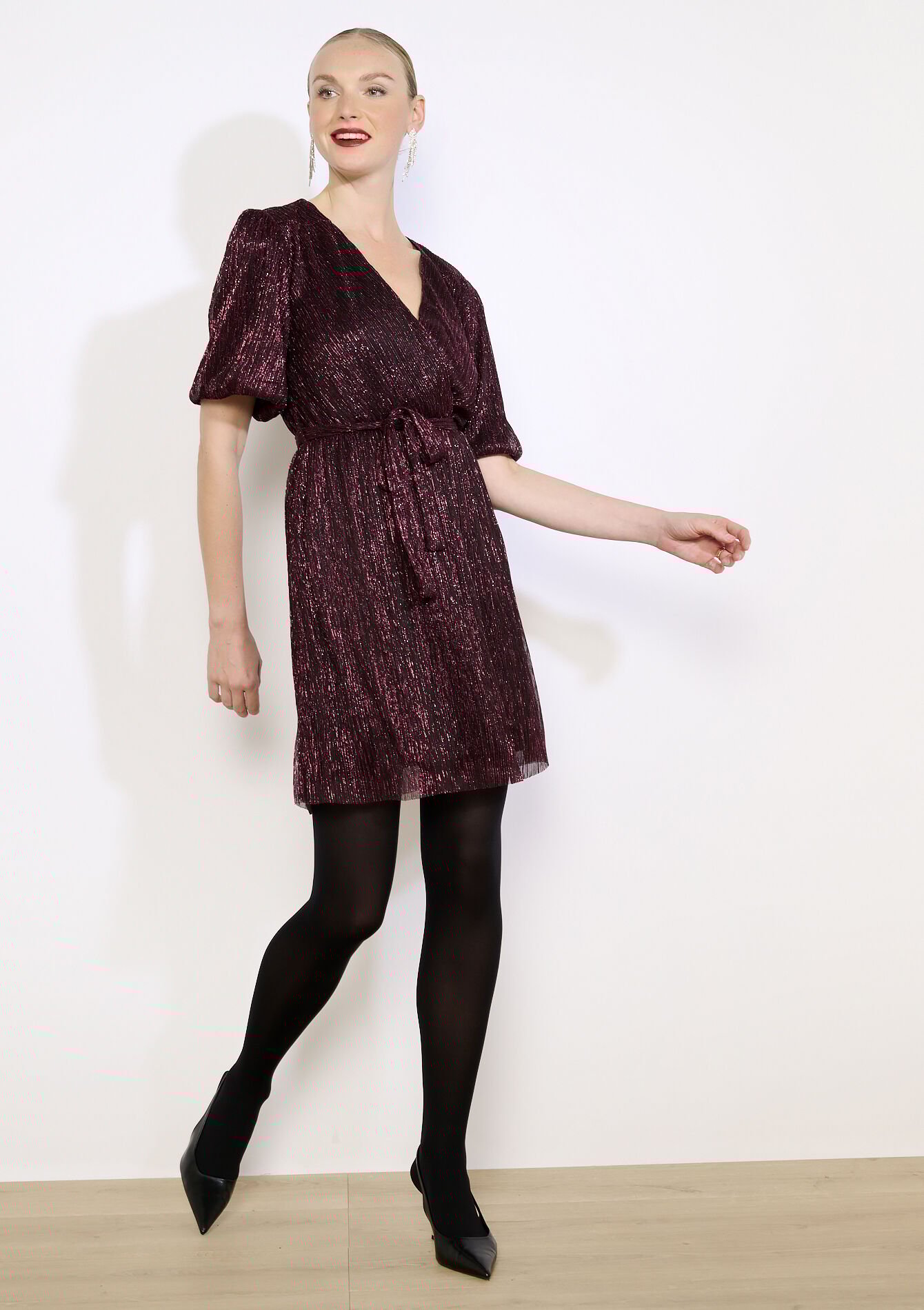 Robe portefeuille métallisée - BORDEAUX WINE - 08104412_5514