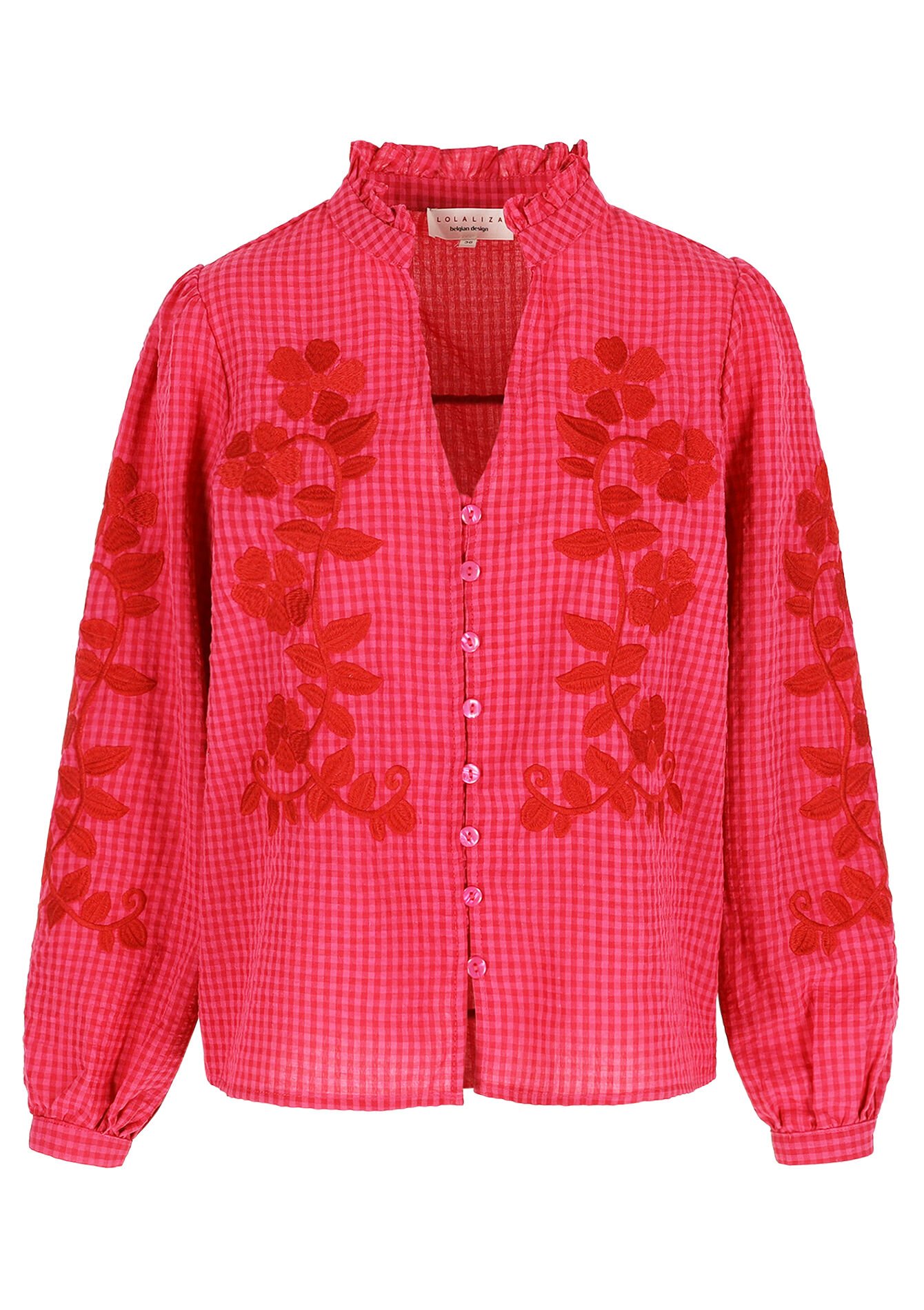 Blouse brodée ample - FUCHSIA - 05702910_5626