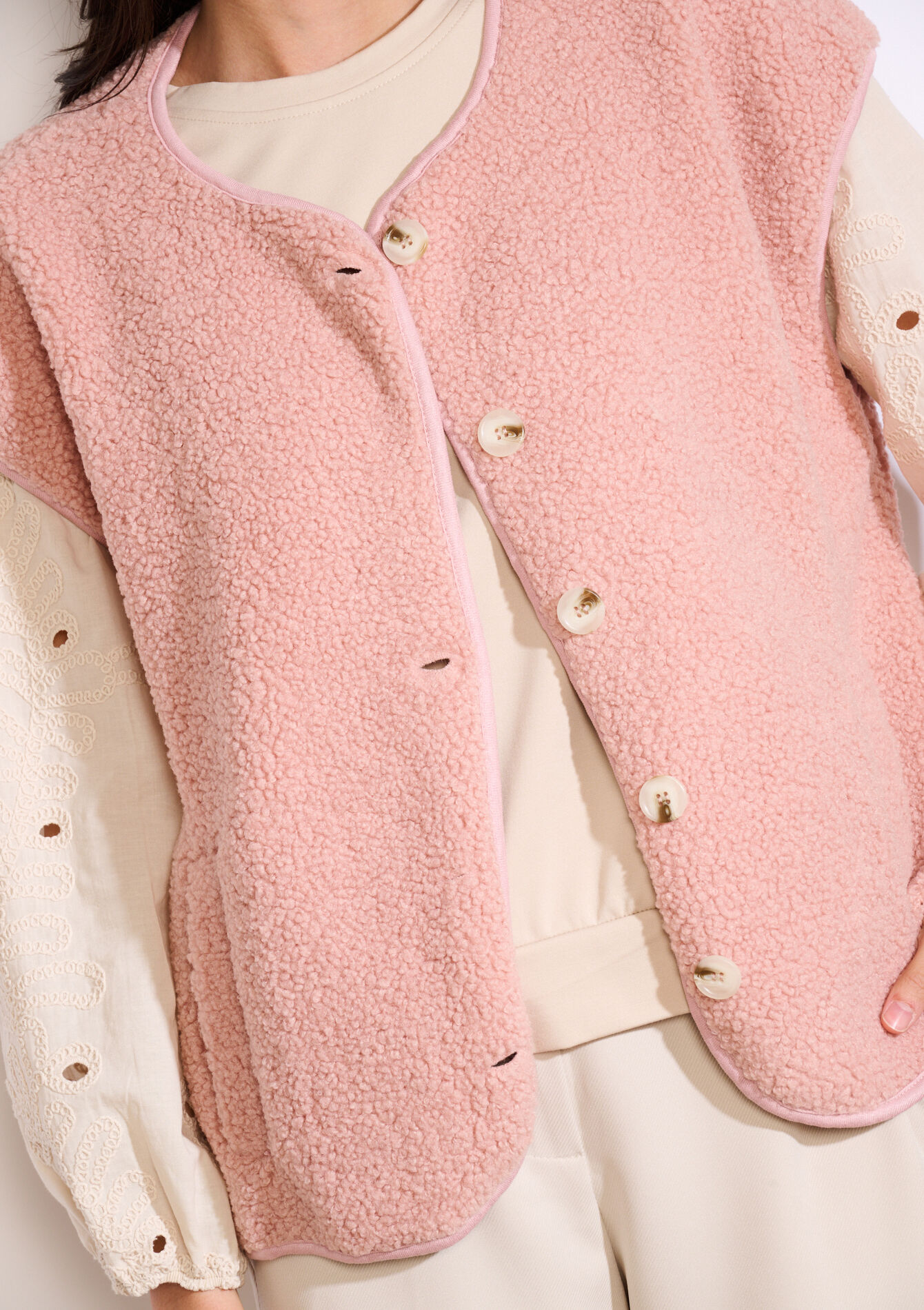 Zachte mouwloze bodywarmer, Zachte mouwloze bodywarmer - COSMETIC PINK - 09001486_5733