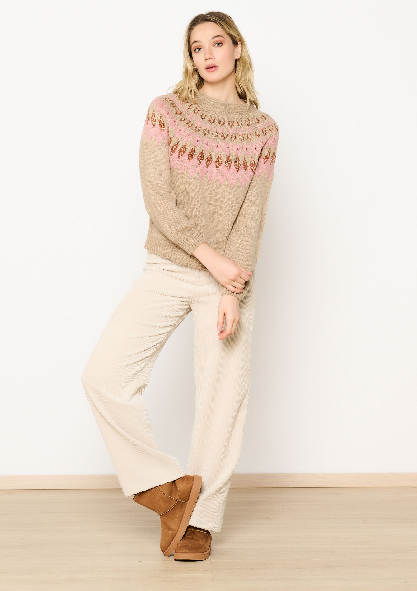 Pull jacquard - TAUPE - 04006810_1021