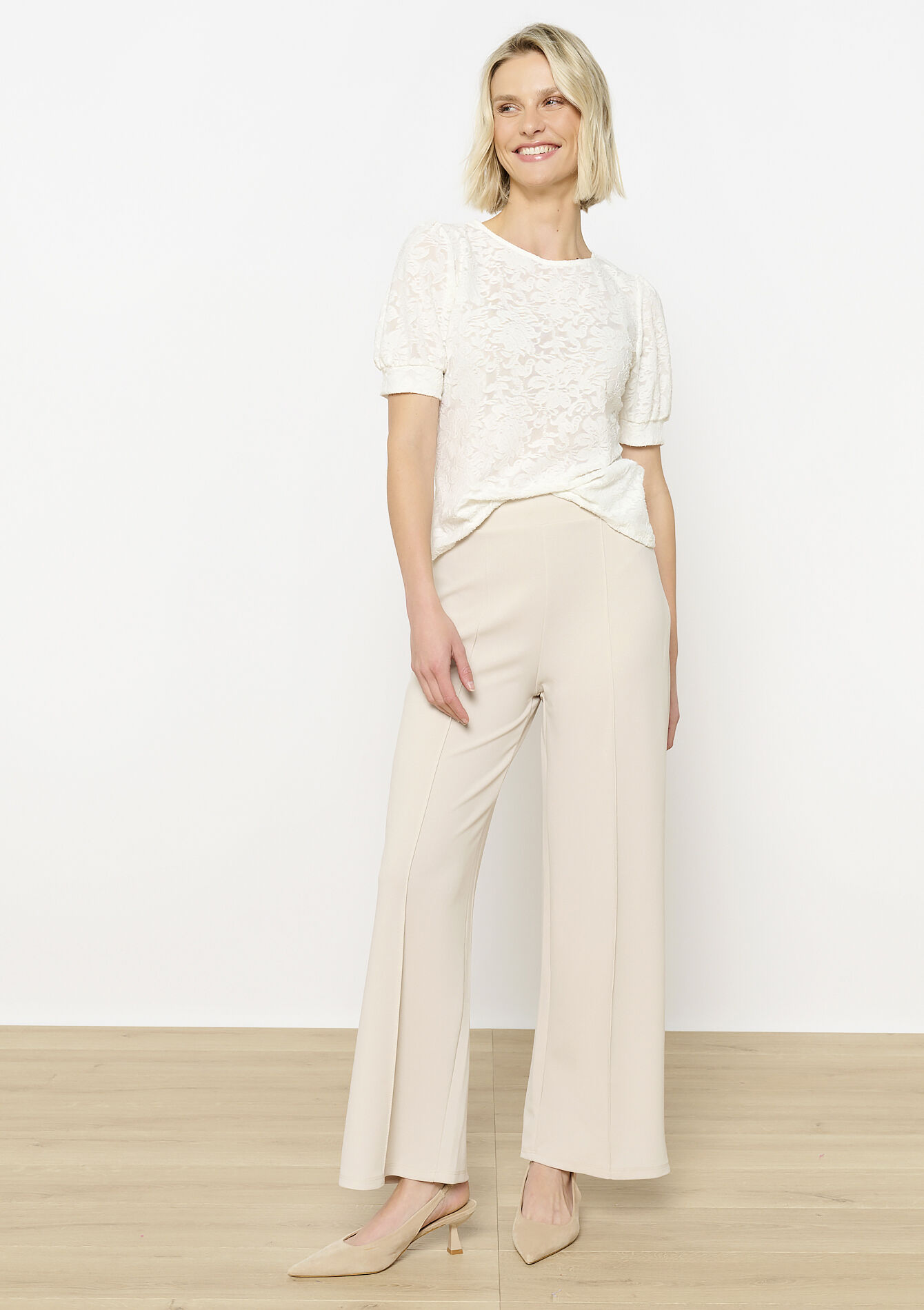 Floral lace tee - OPTICAL WHITE - 02301786_1019