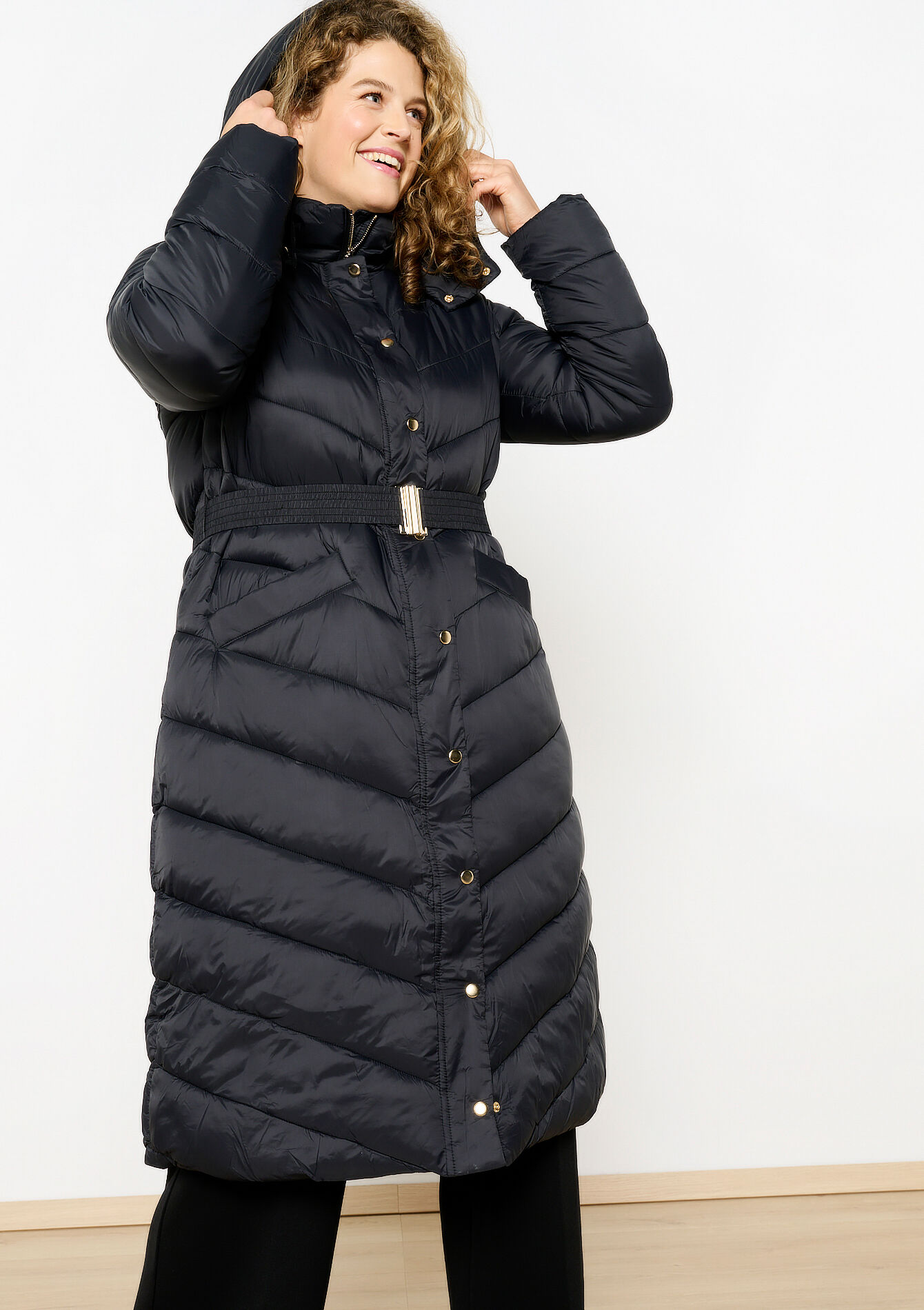 Lange gewatteerde jas, Lange gewatteerde jas - BLACK - 23000687_1119