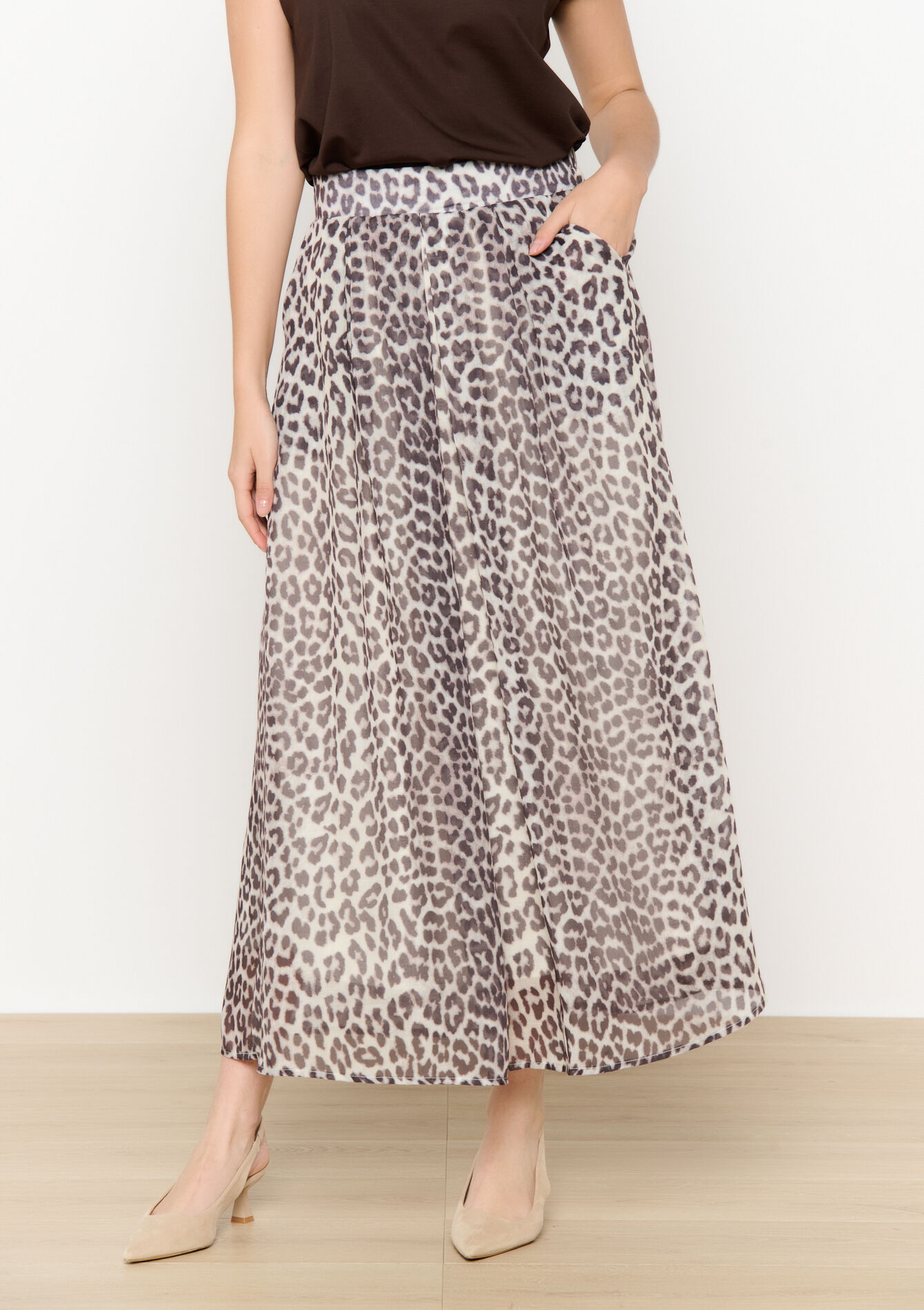Jupe longue léopard, Jupe longue léopard - TAUPE - 07101379_1021