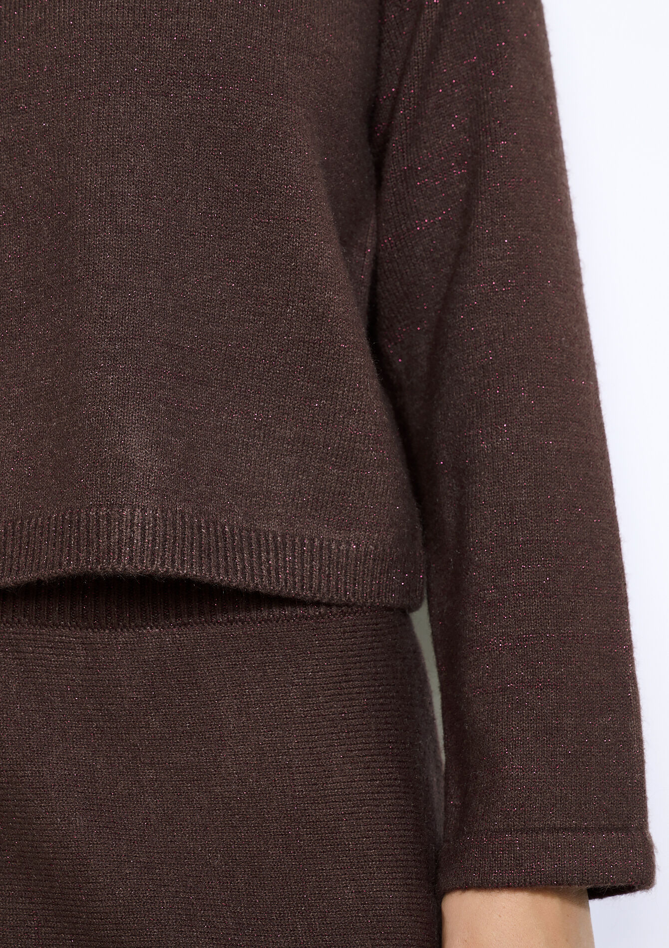 Sparkly round-neck jumper, Sparkly round-neck jumper - BROWN DARK CHOCOLATE - 04006939_3720