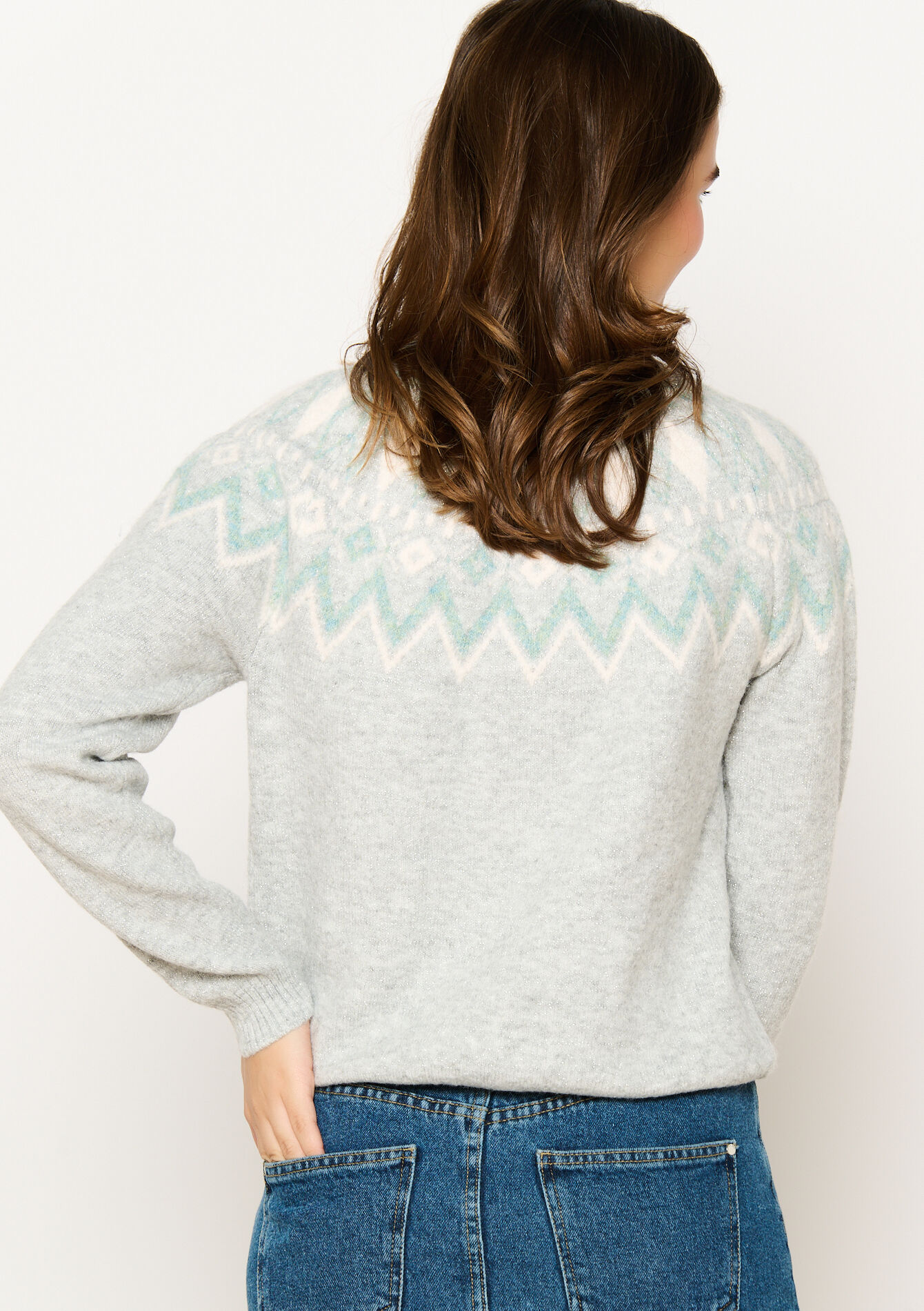 Jacquard trui met lurex, Jacquard trui met lurex - LT GREY MEL - 04006586_1081