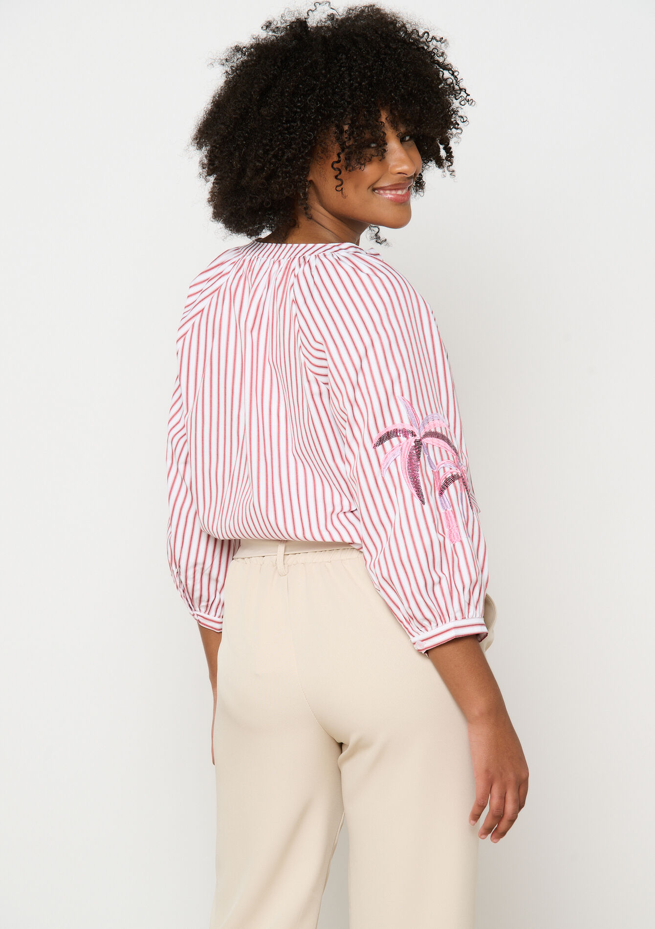 Shirt with embroidered palms, Shirt with embroidered palms - BORDEAUX WINE - 05702723_5514