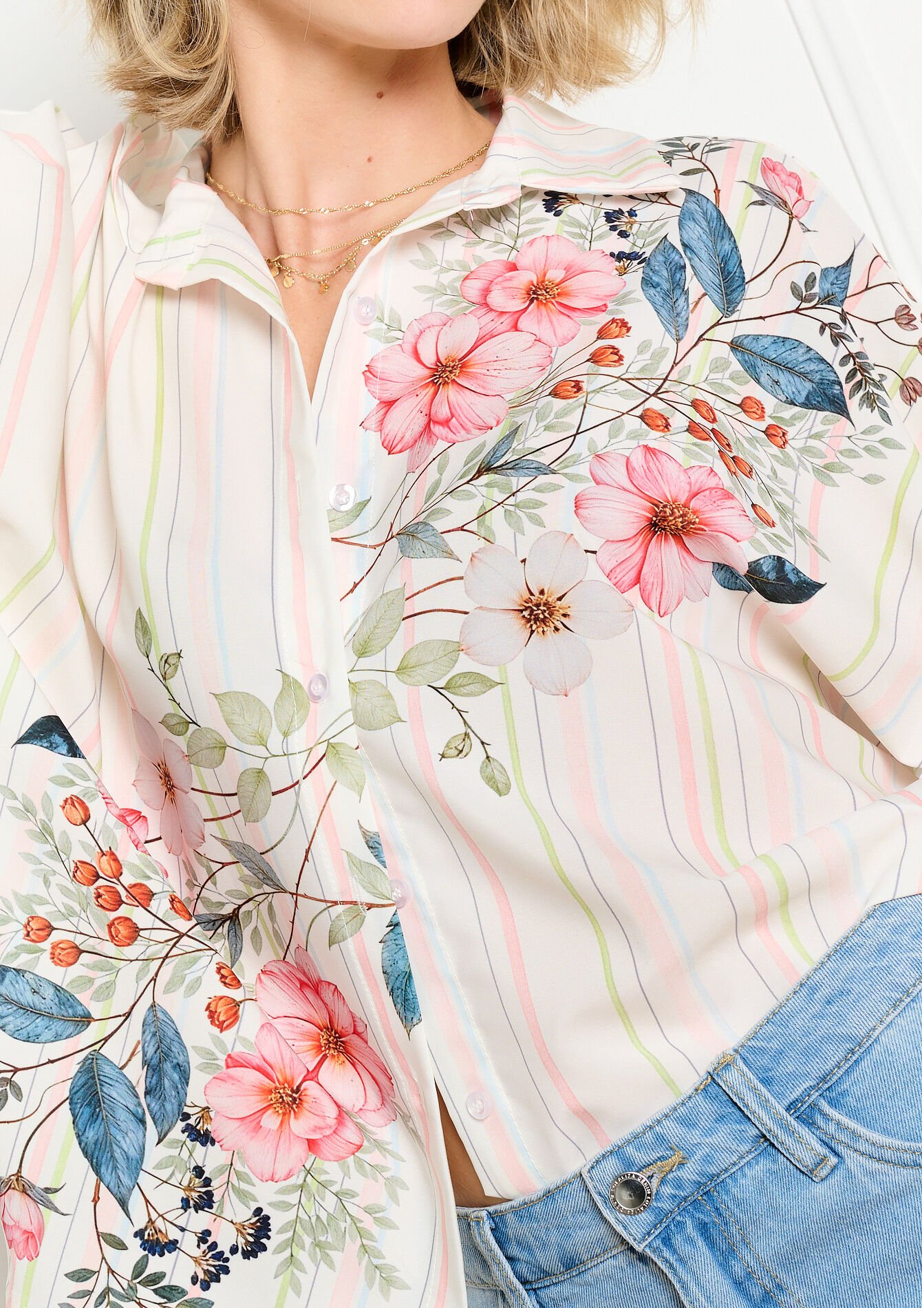 Blouse met bloemenprint - OPTICAL WHITE - 05703125_1019