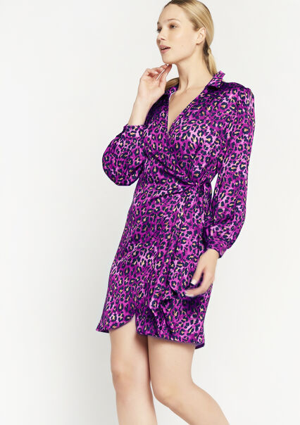 Wrap dress with leopard print - FUCHSIA - 08102809_5626