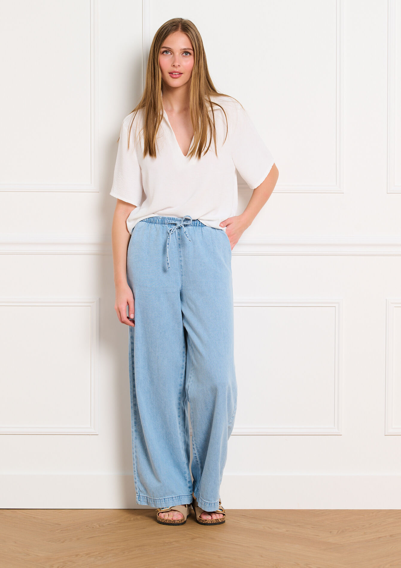 Vloeiende blouse met polokraag - OPTICAL WHITE - 05703062_1019