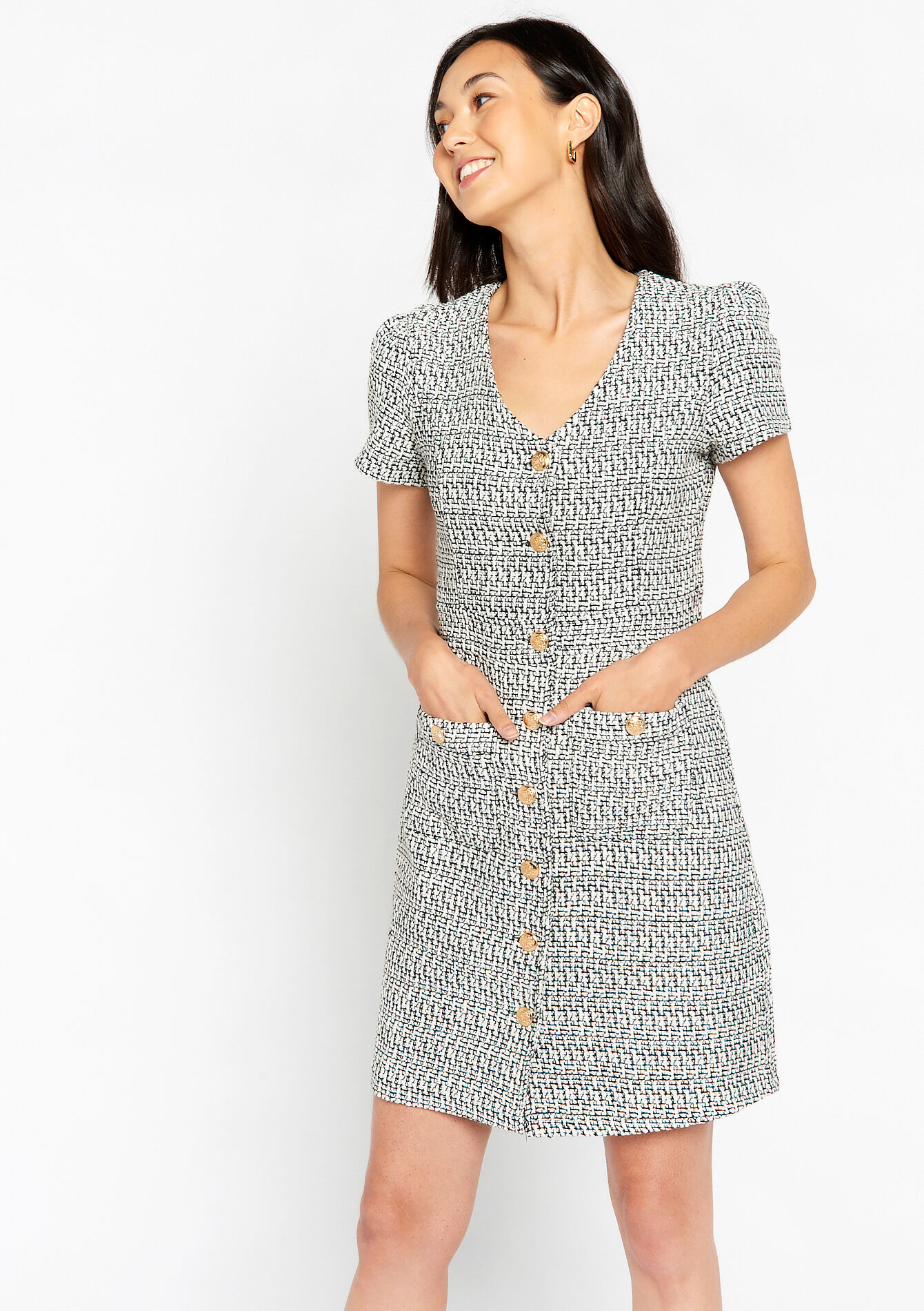 Tweed jurk, Tweed jurk - OFFWHITE - 08103352_1001