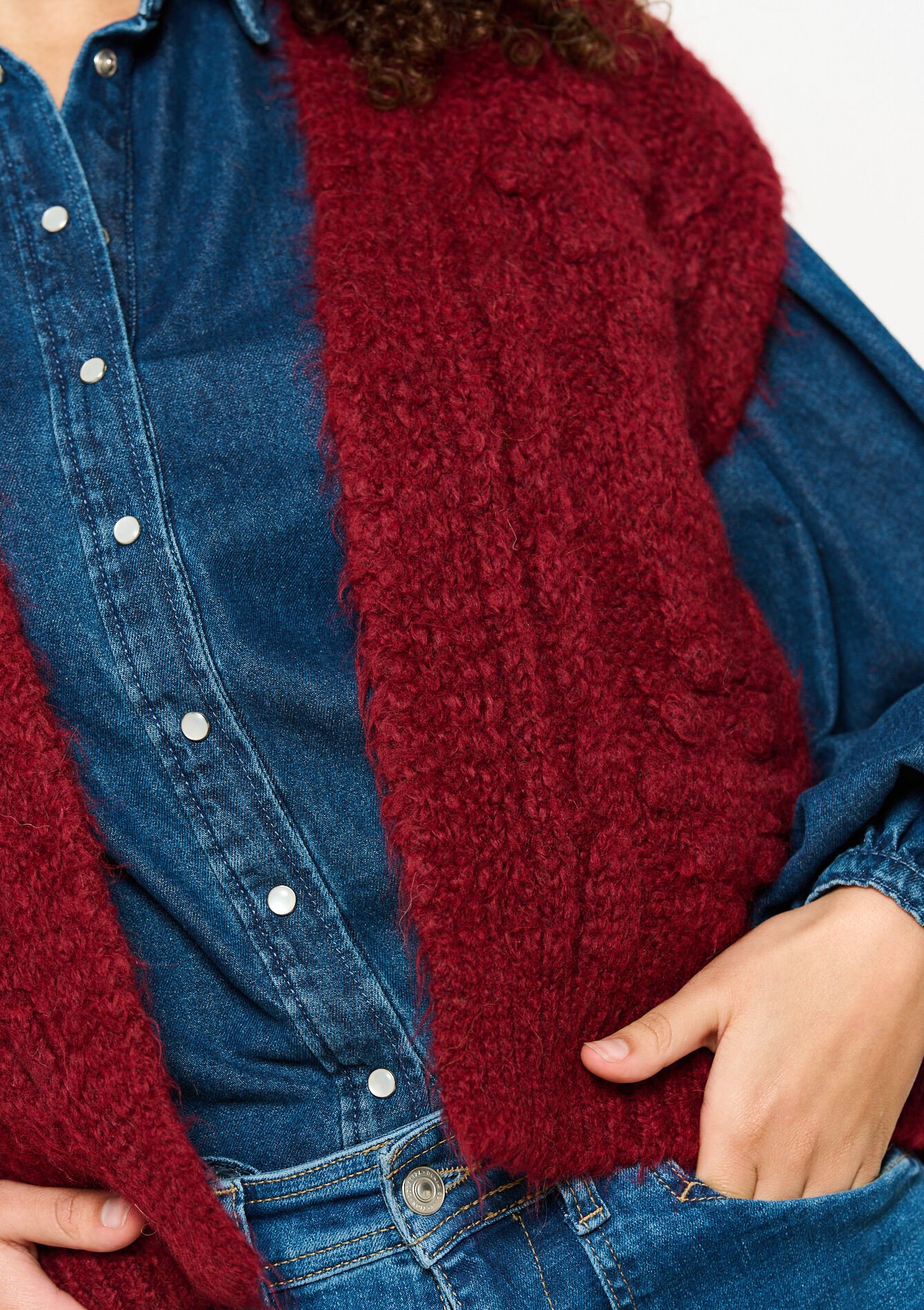 Mouwloze cardigan, Mouwloze cardigan - BORDEAUX WINE - 04101214_5514