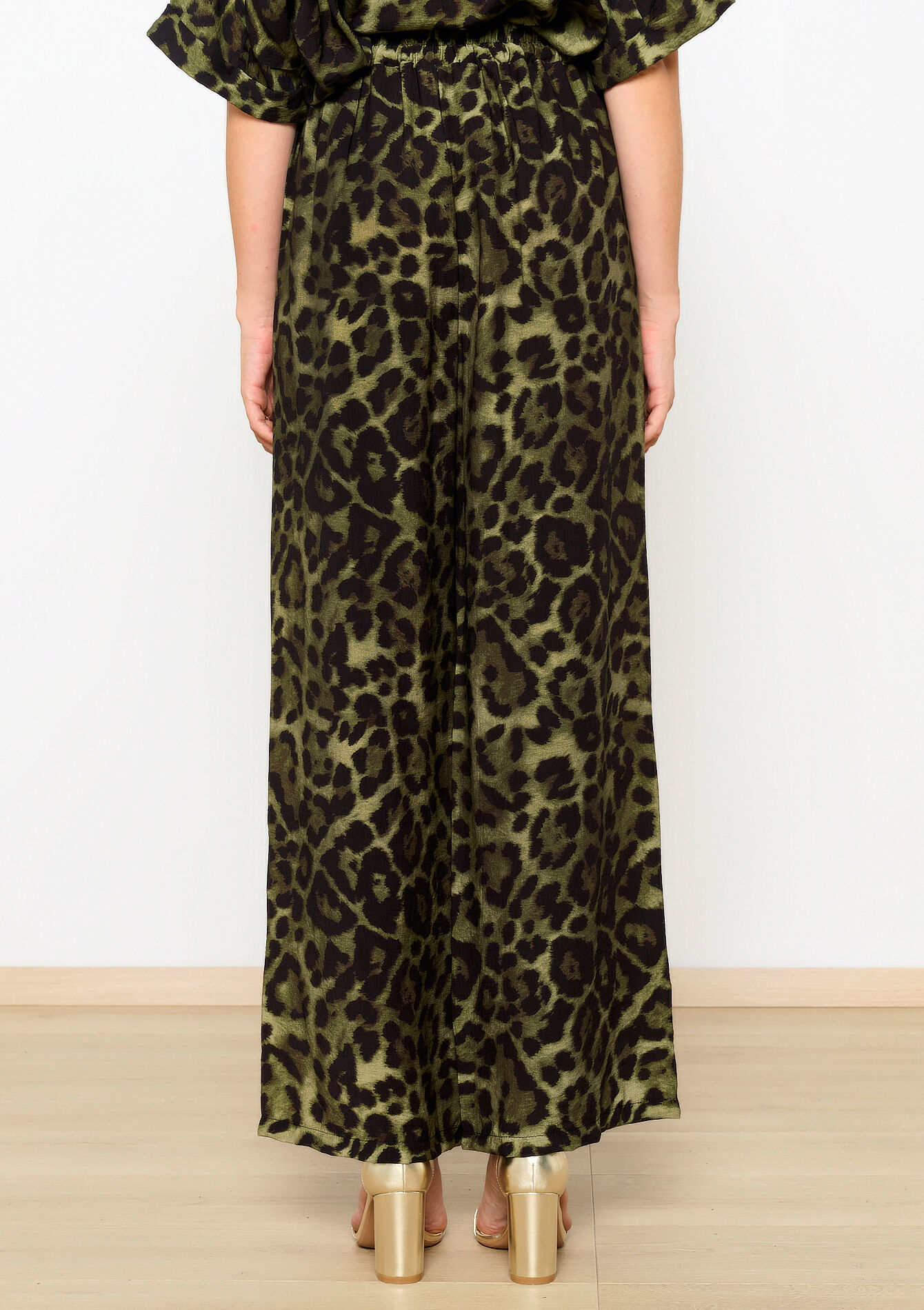 Pantalon évasé à imprimé léopard, Pantalon évasé à imprimé léopard - KHAKI MED - 06600893_4327