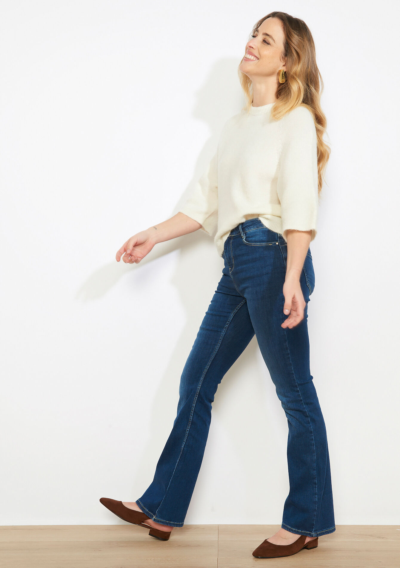 Soft 3/4 sleeve sweater, Soft 3/4 sleeve sweater - VANILLA WHITE - 04007207_1013