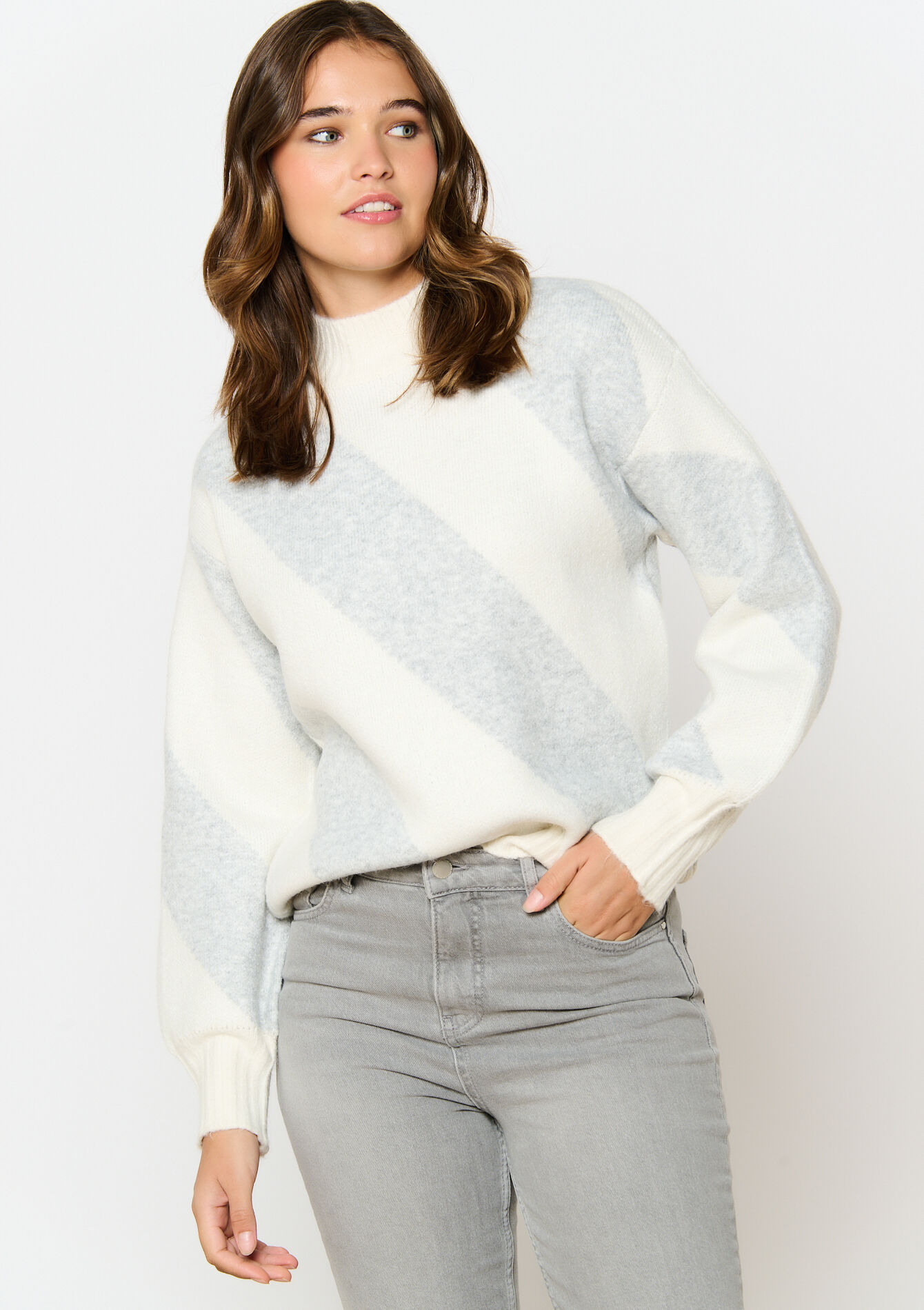 Jacquard trui met strepen, Jacquard trui met strepen - LT GREY - 04006512_2574