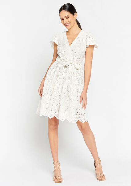 Dress with broderie anglaise - ECRU WHITE - 08103260_2506
