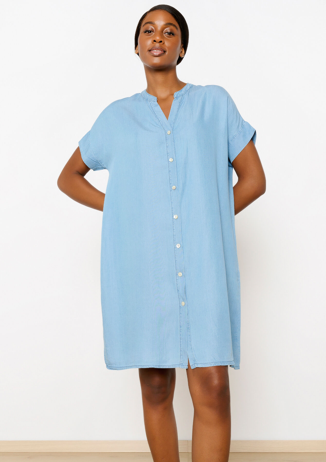 Boxy T-shirtjurk in tencel, Boxy T-shirtjurk in tencel - BLUE BLEACHED - 08103686_0502