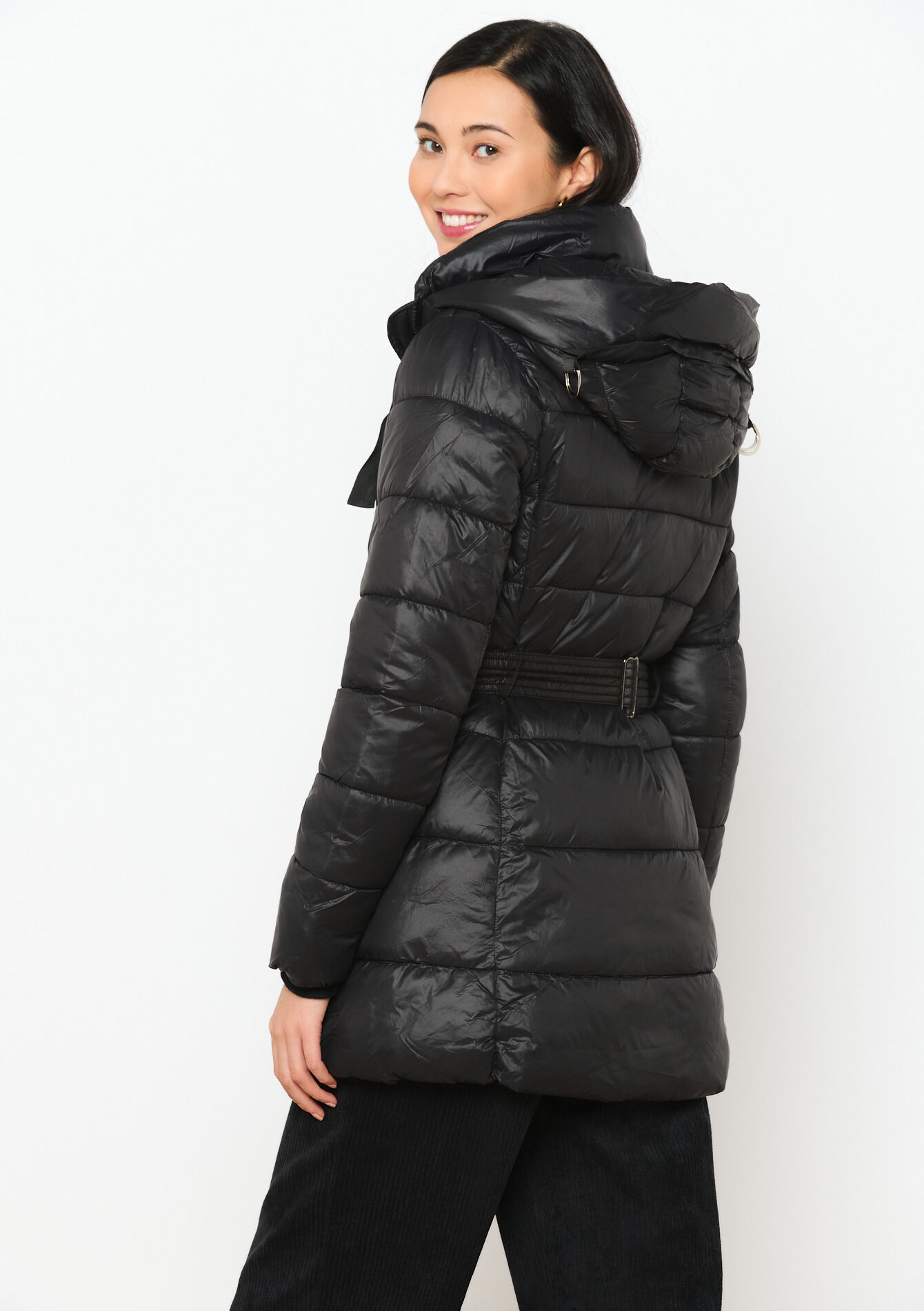 Quilted coat with hood, Quilted coat with hood - BLACK - 23000667_1119