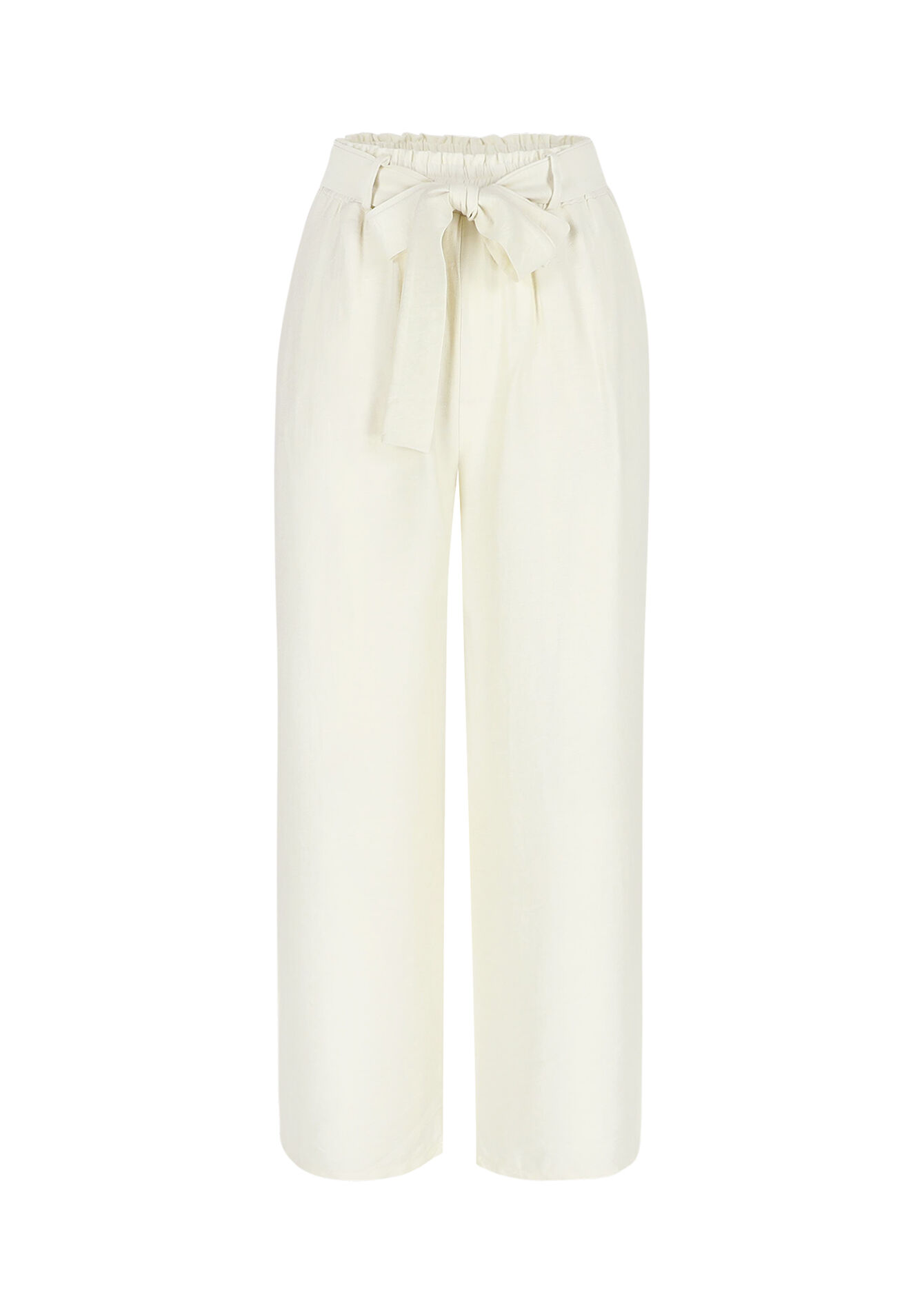 Vloeiende broek met ceintuur, Vloeiende broek met ceintuur - VANILLA WHITE - 06600976_1013