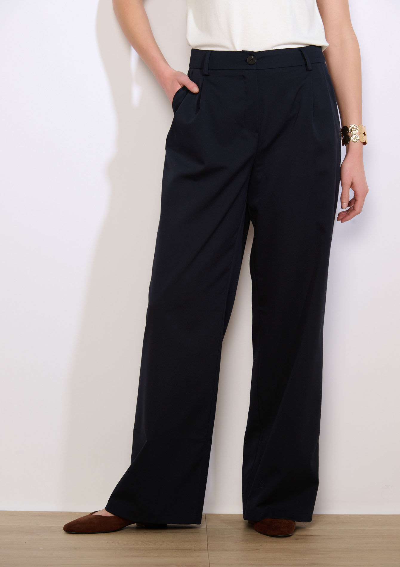 Double pleat tailored trousers - NAVY BASIC - 06100790_2723