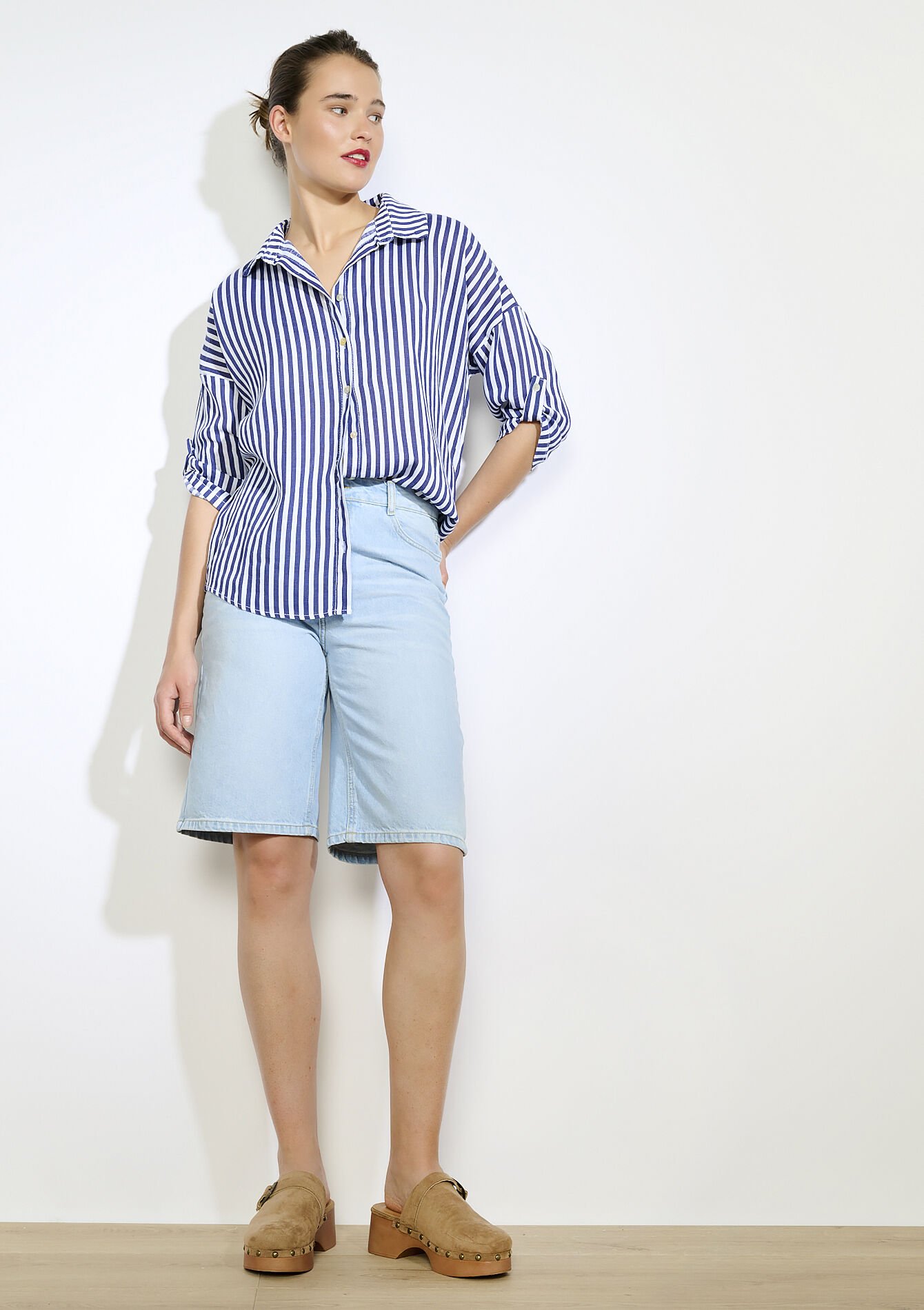 Losvallende streepjesblouse, Losvallende streepjesblouse - NAVY BASIC - 05702837_2723