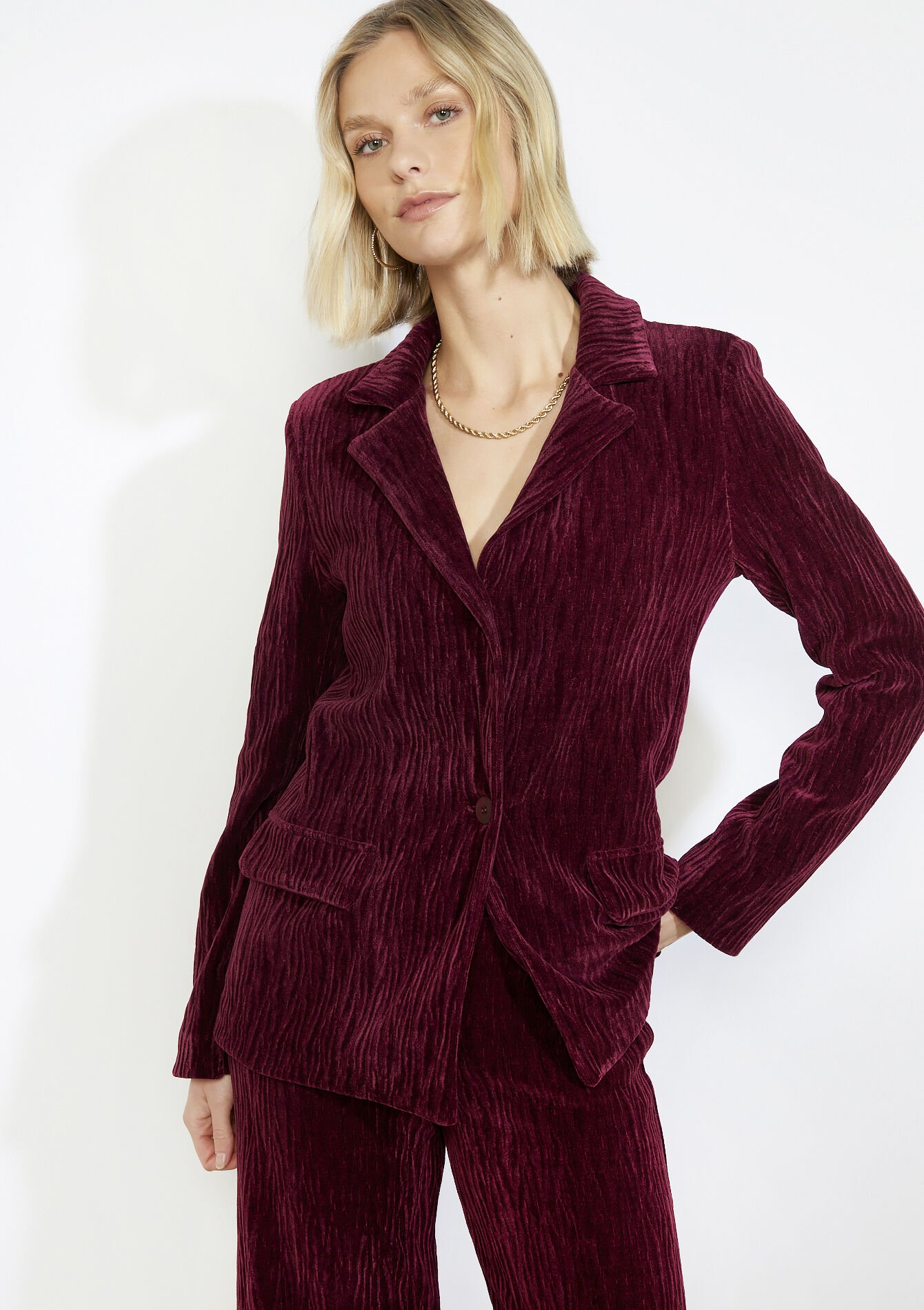Corduroy blazer, Corduroy blazer - BORDEAUX WINE - 09101159_5514