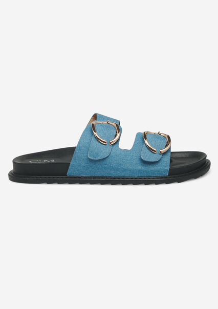 Sandals with buckles - BLUE DENIM - 13000754_1638