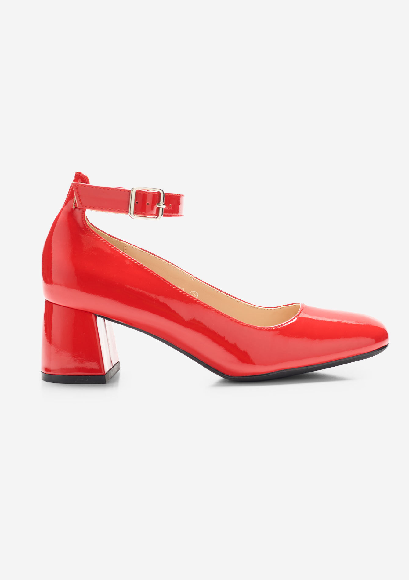 Glanzende pump met riem, Glanzende pump met riem - RED LIPSTICK - 13000835_5310