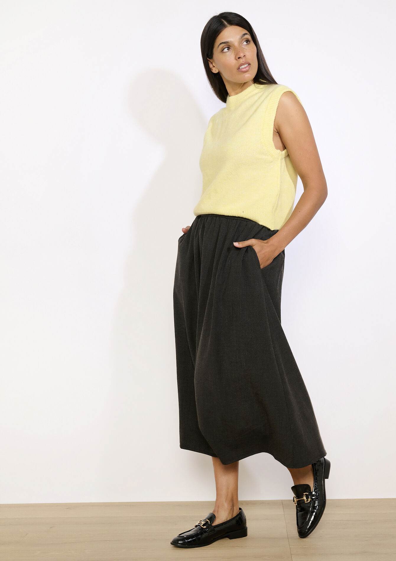 Mouwloze gebreide trui, Mouwloze gebreide trui - YELLOW PASTEL - 04007086_5004