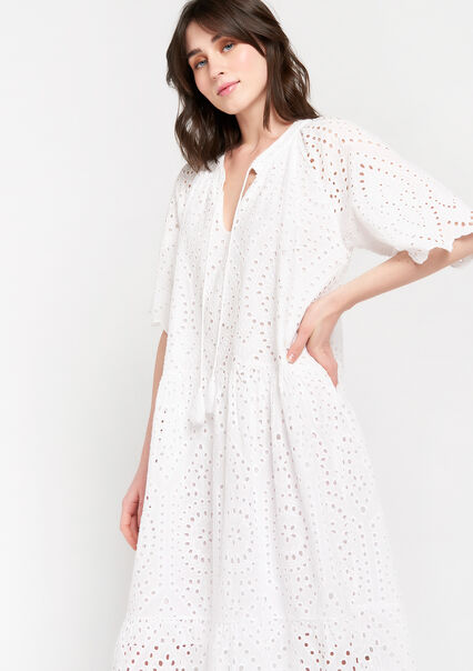 Jurk met broderie anglaise - OFFWHITE - 08601373_1001