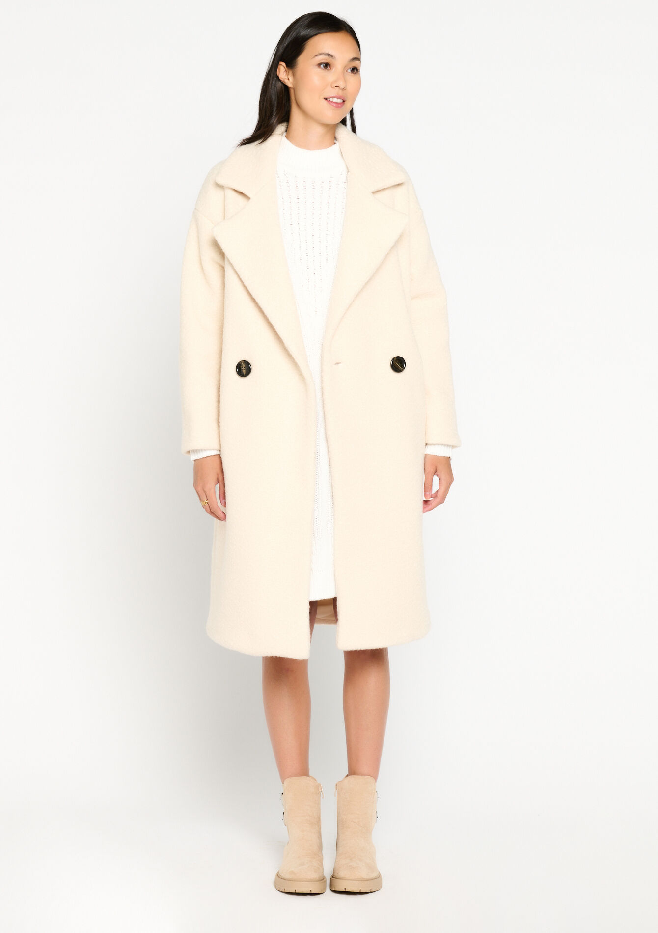 Soft oversized coat - OFFWHITE - 23000634_1001