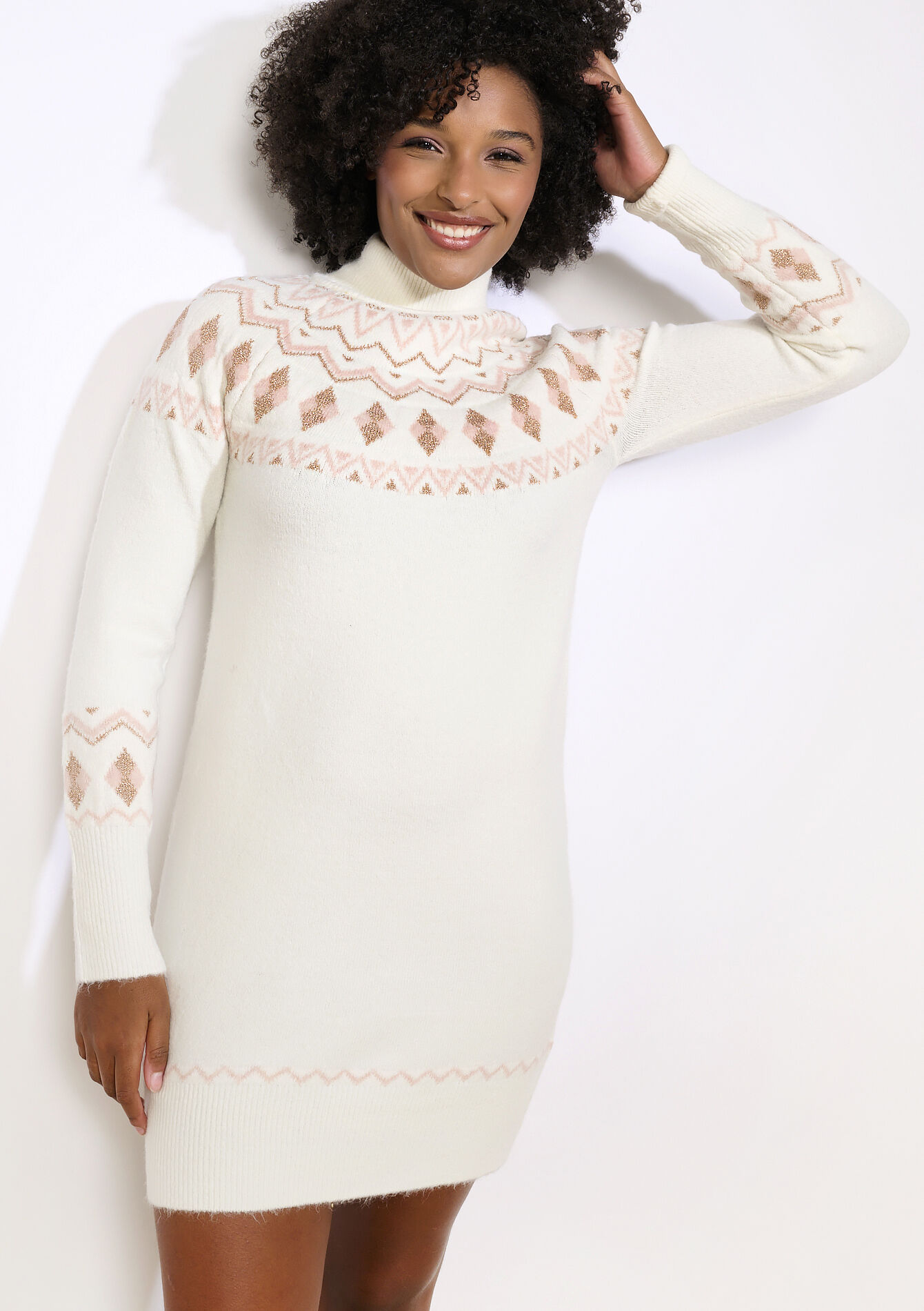 Robe pull jacquard, Robe pull jacquard - BEIGE CHINE - 08104105_4025