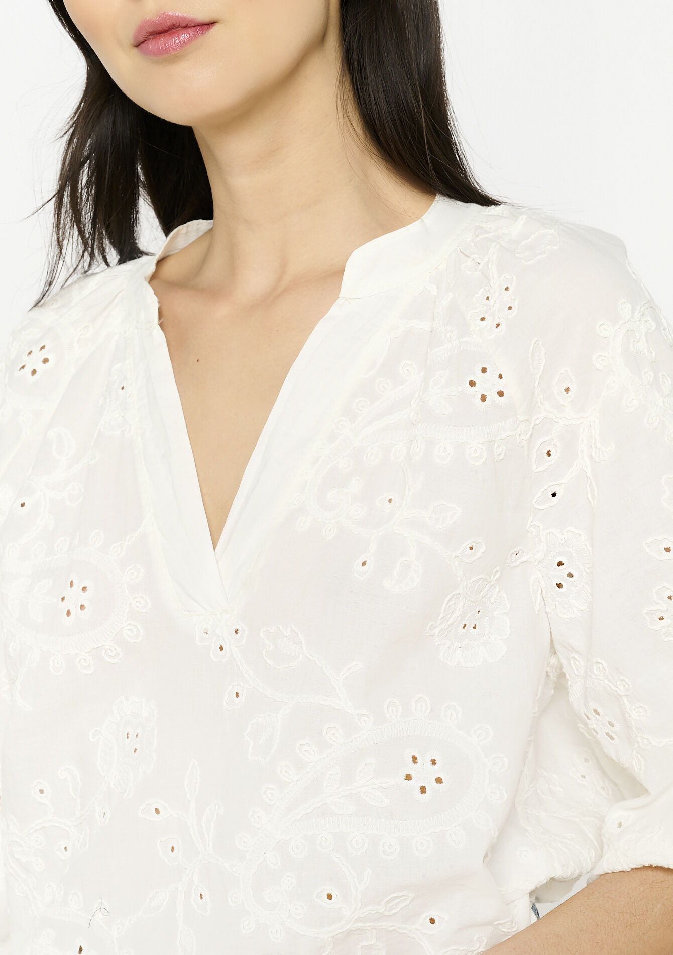 Boheemse geborduurde blouse, Boheemse geborduurde blouse - VANILLA WHITE - 05702776_1013