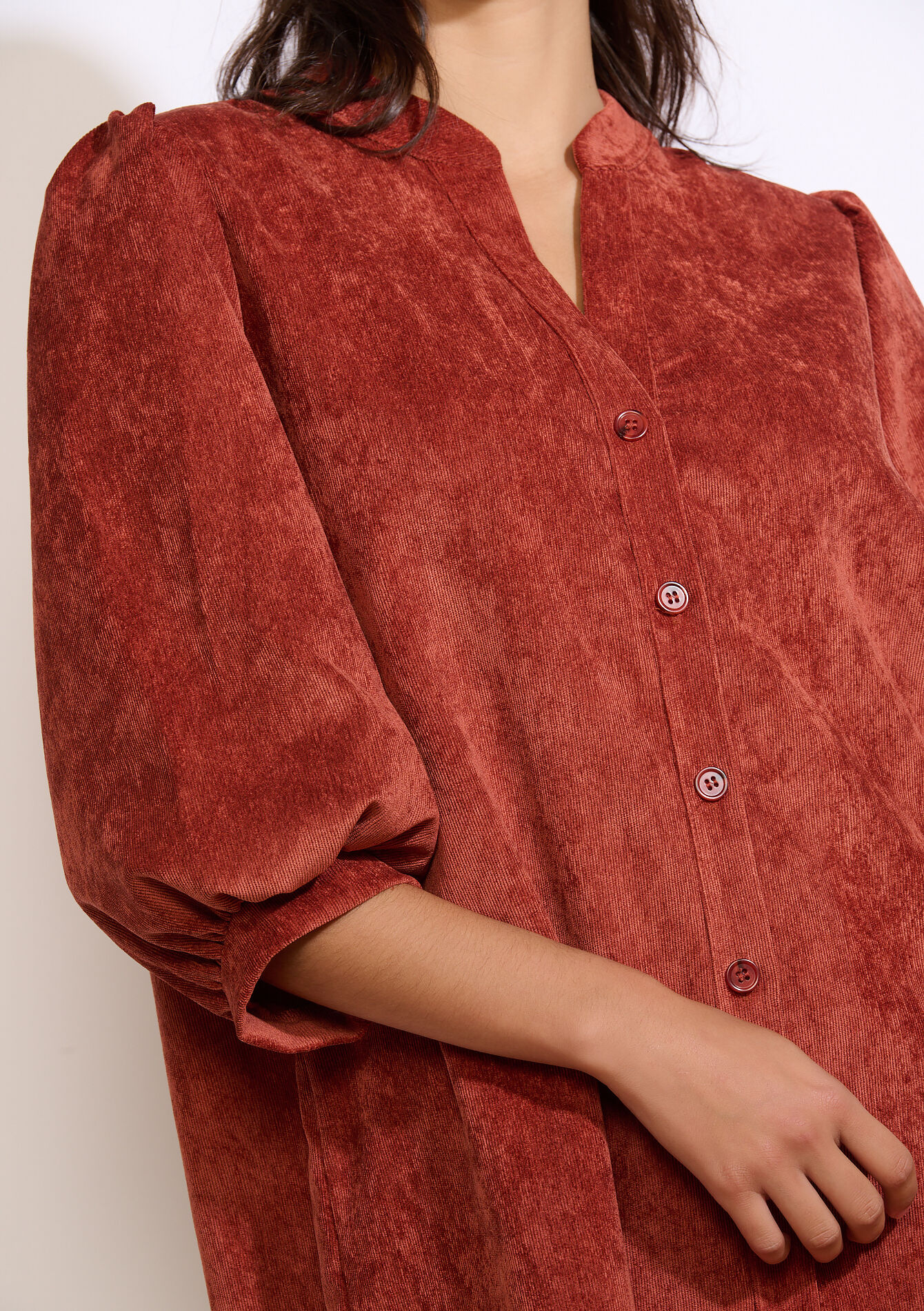 Korte jurk in ribfluweel - ORANGE SPICY - 08104308_5555