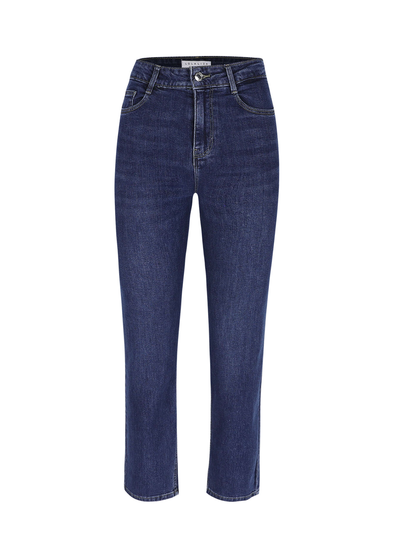 Hoge taille rechte jeans, Hoge taille rechte jeans - DARK BLUE - 22000598_0501
