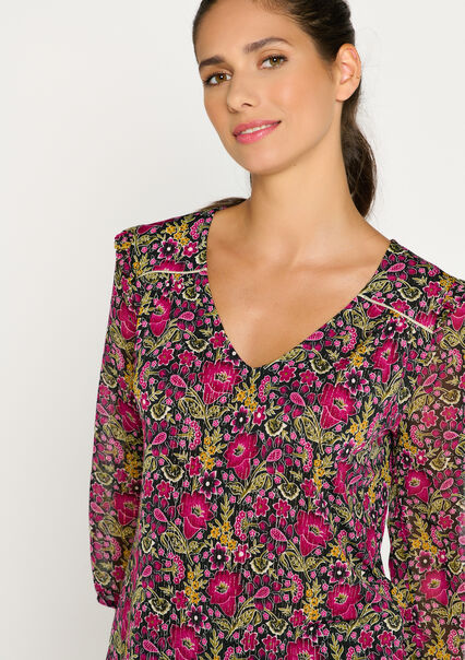 Blouse with flower print - PURPLE - 02301296_5902