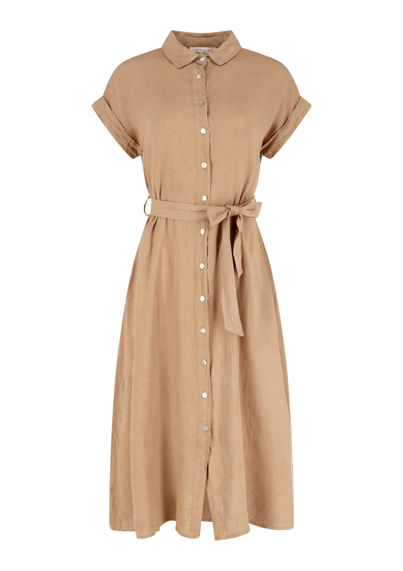 Robe-chemise en lin - TAUPE - 08601990_1021