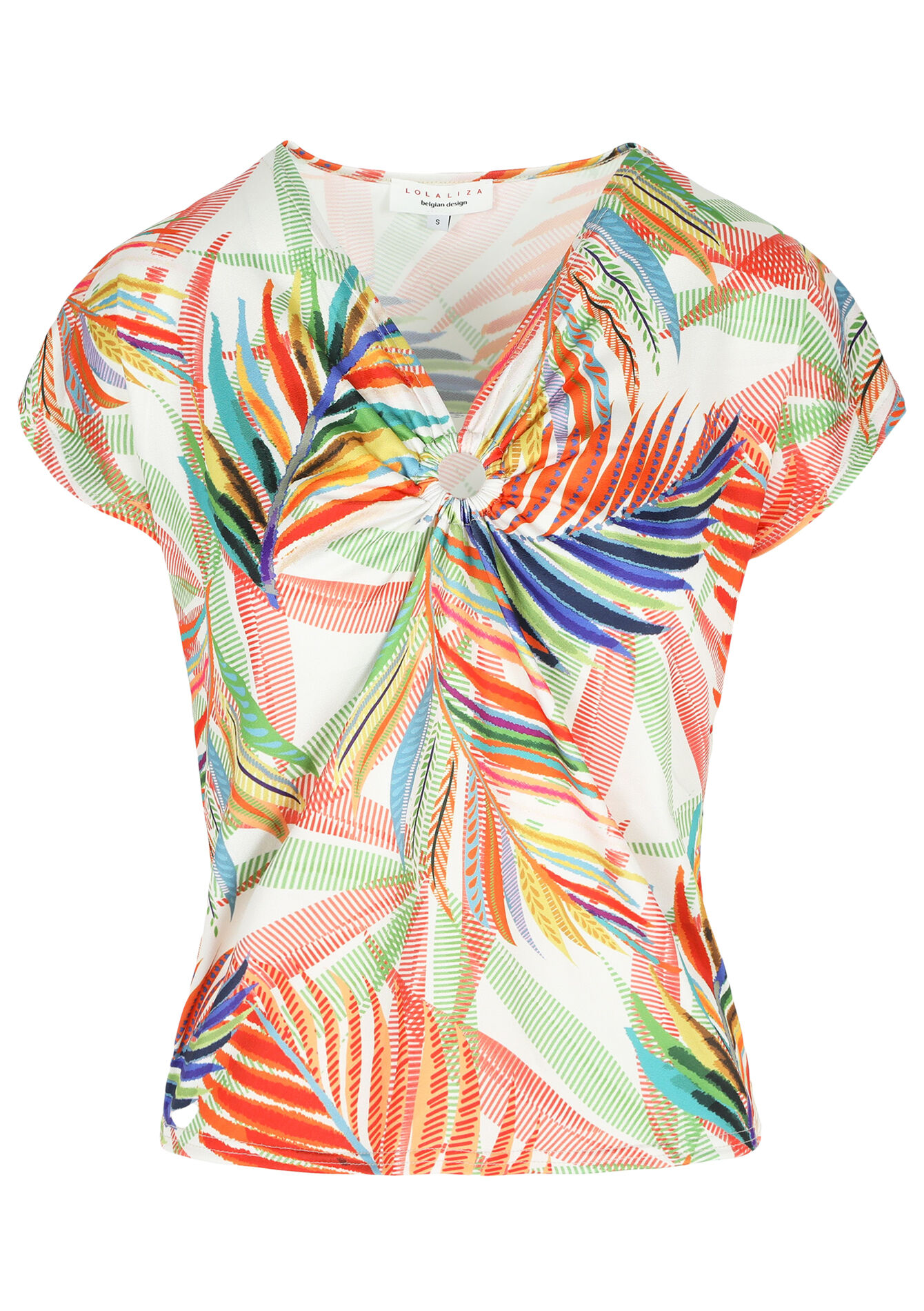 T-shirt tropische print, T-shirt tropische print - ORANGE BRIGHT - 1105624