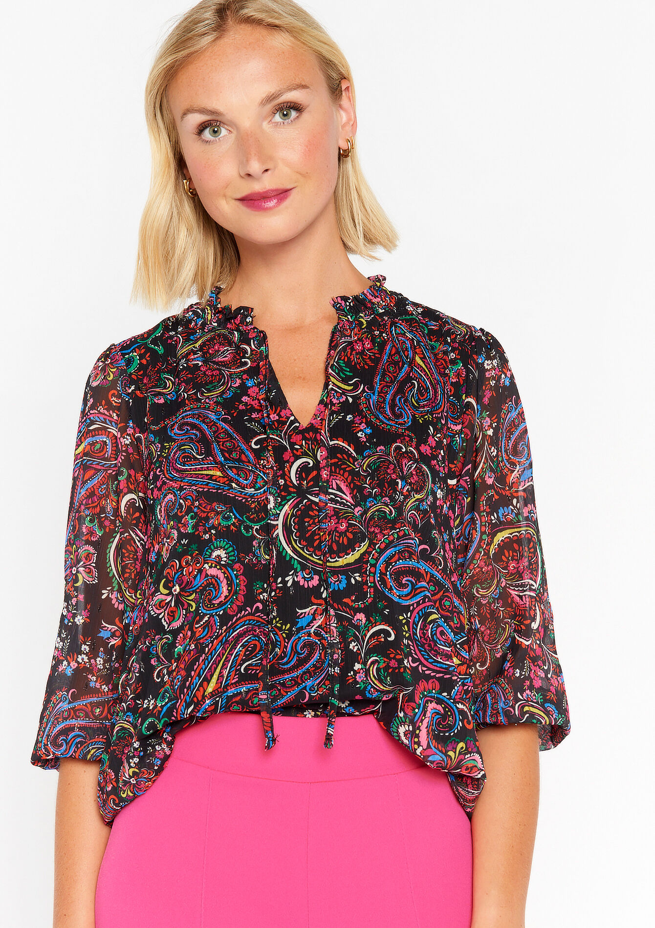 Blouse met paisleyprint, Blouse met paisleyprint - BLACK - 05702306_1119