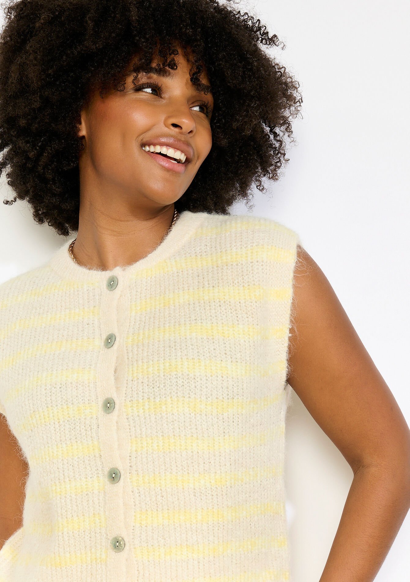 Gilet rayé sans manches - VANILLA WHITE - 04101474_1013