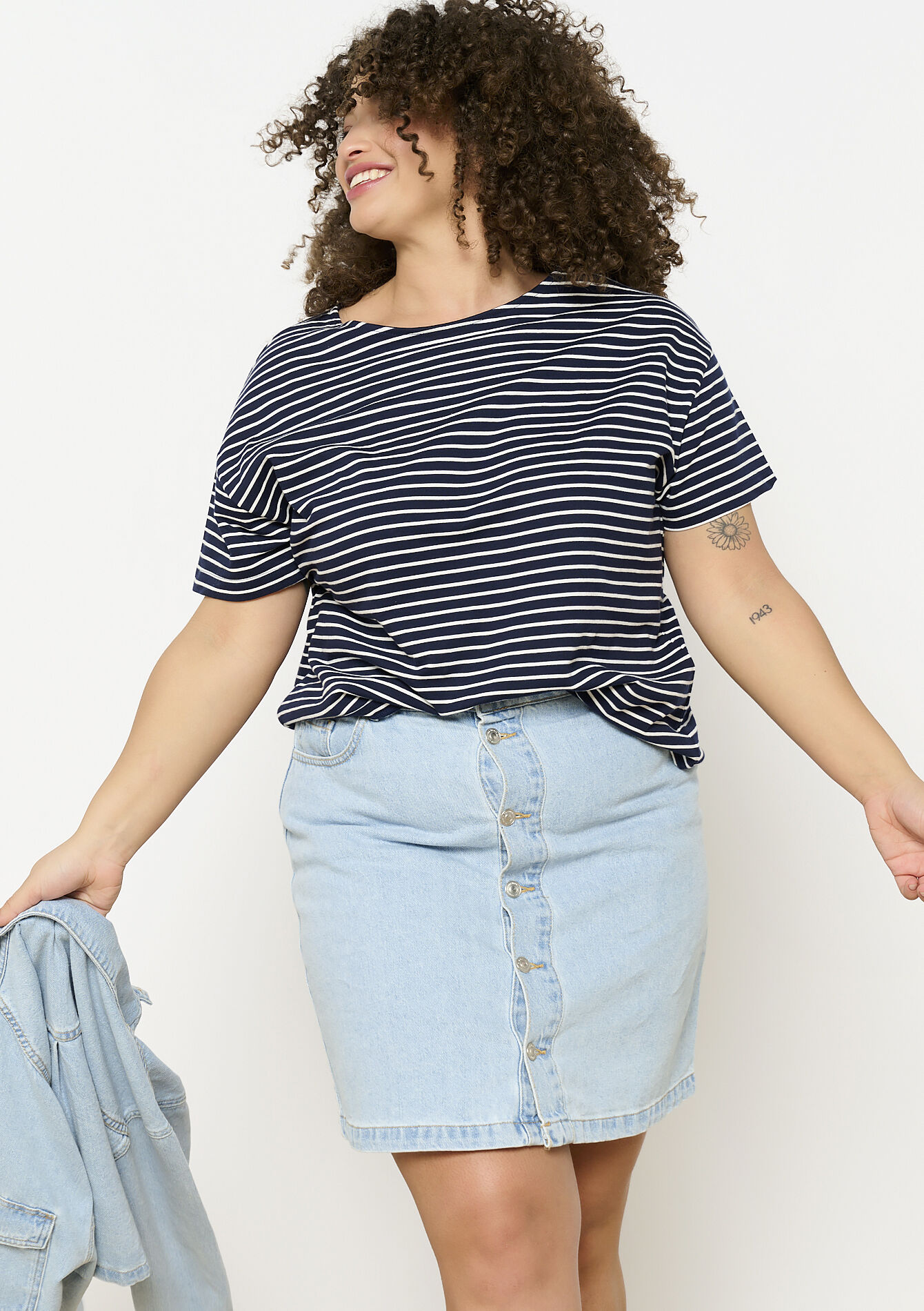 T-shirt à rayures à manches courtes, T-shirt à rayures à manches courtes - NAVY BASIC - 02301632_2723